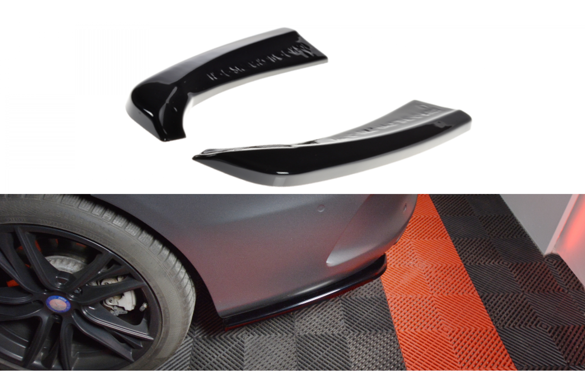 Maxtondesign Diffusor Erweiterung li/re für Mercedes Benz C-Klasse C205 AMG-Paket Coupe schwarz hochglanz