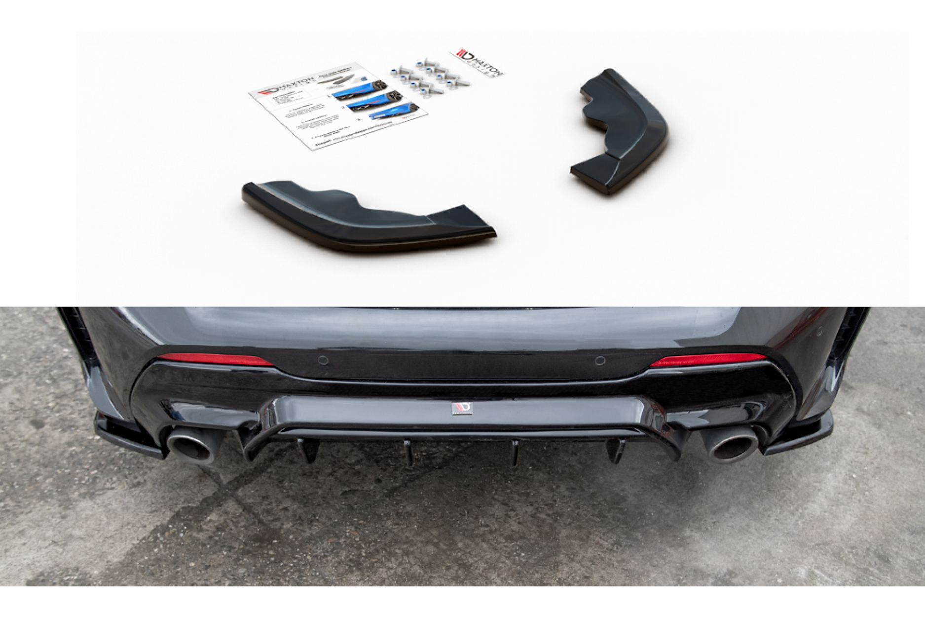 Maxtondesign Diffusor Erweiterung li/re V.3 für BMW 1er F40 M135i|mit M-Paket schwarz hochglanz