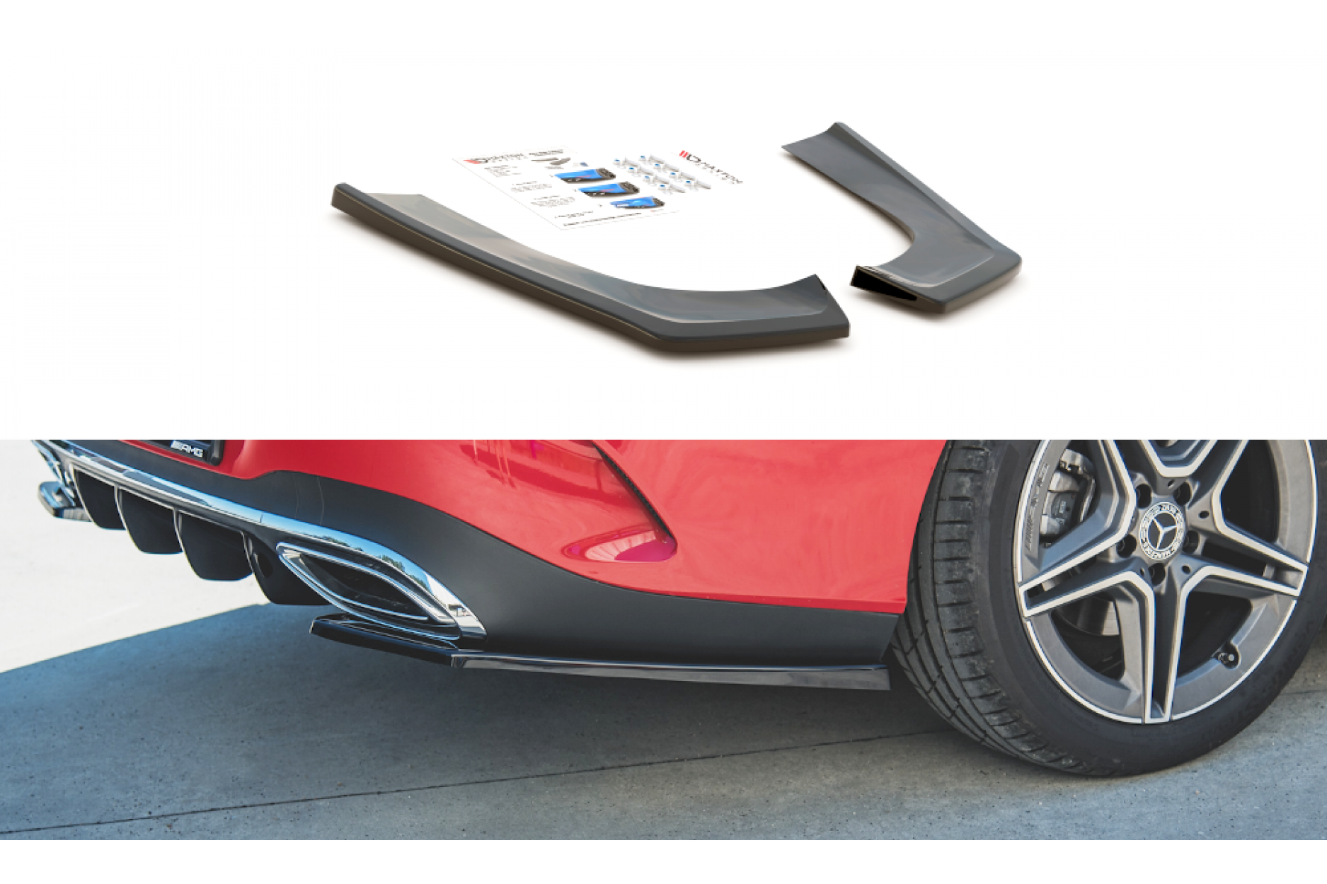 Maxtondesign Diffusor Erweiterung li/re für Mercedes Benz CLA-Klasse C118 AMG-Paket schwarz hochglanz