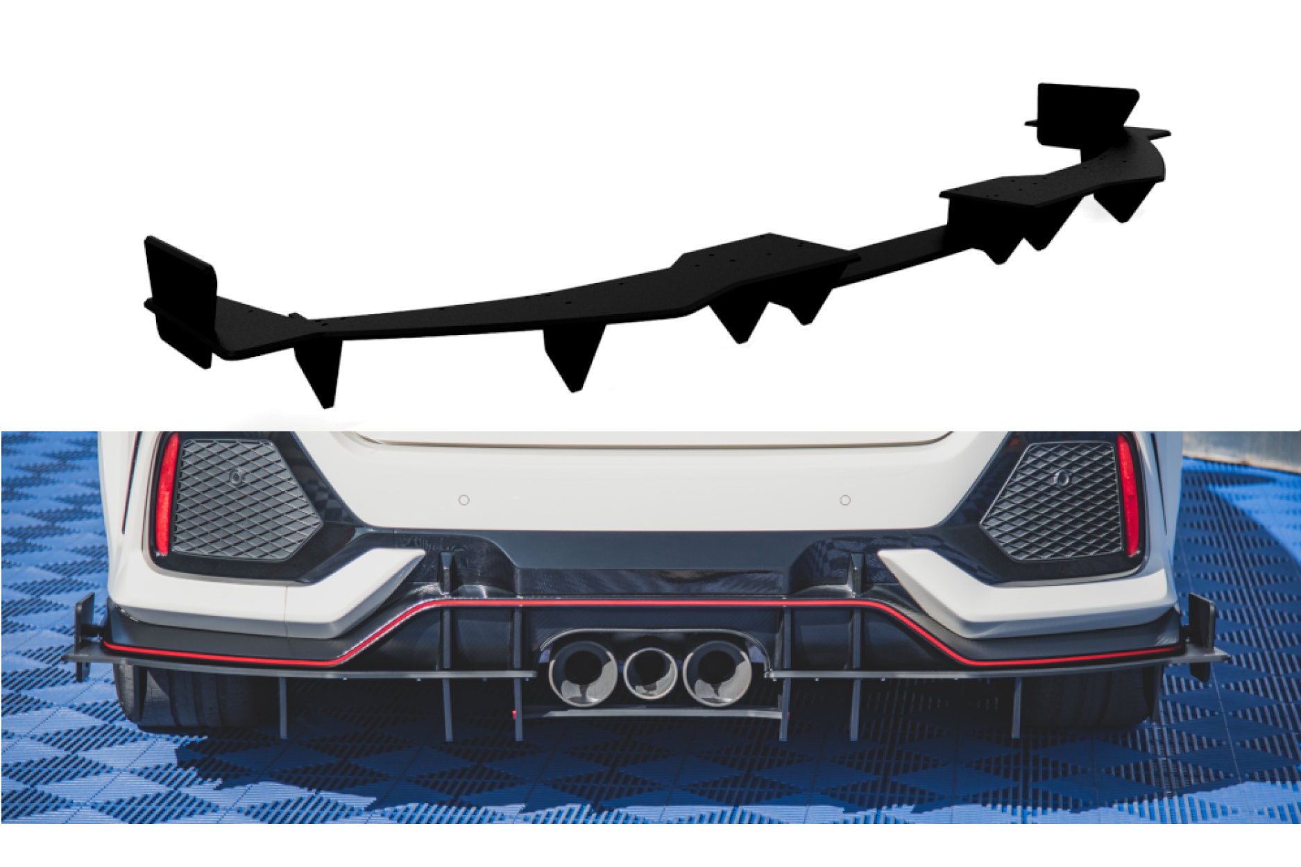 Maxtondesign Diffusor für Honda Civic FK8 Type-R Racing schwarz plastik rau  - online kaufen bei CFD