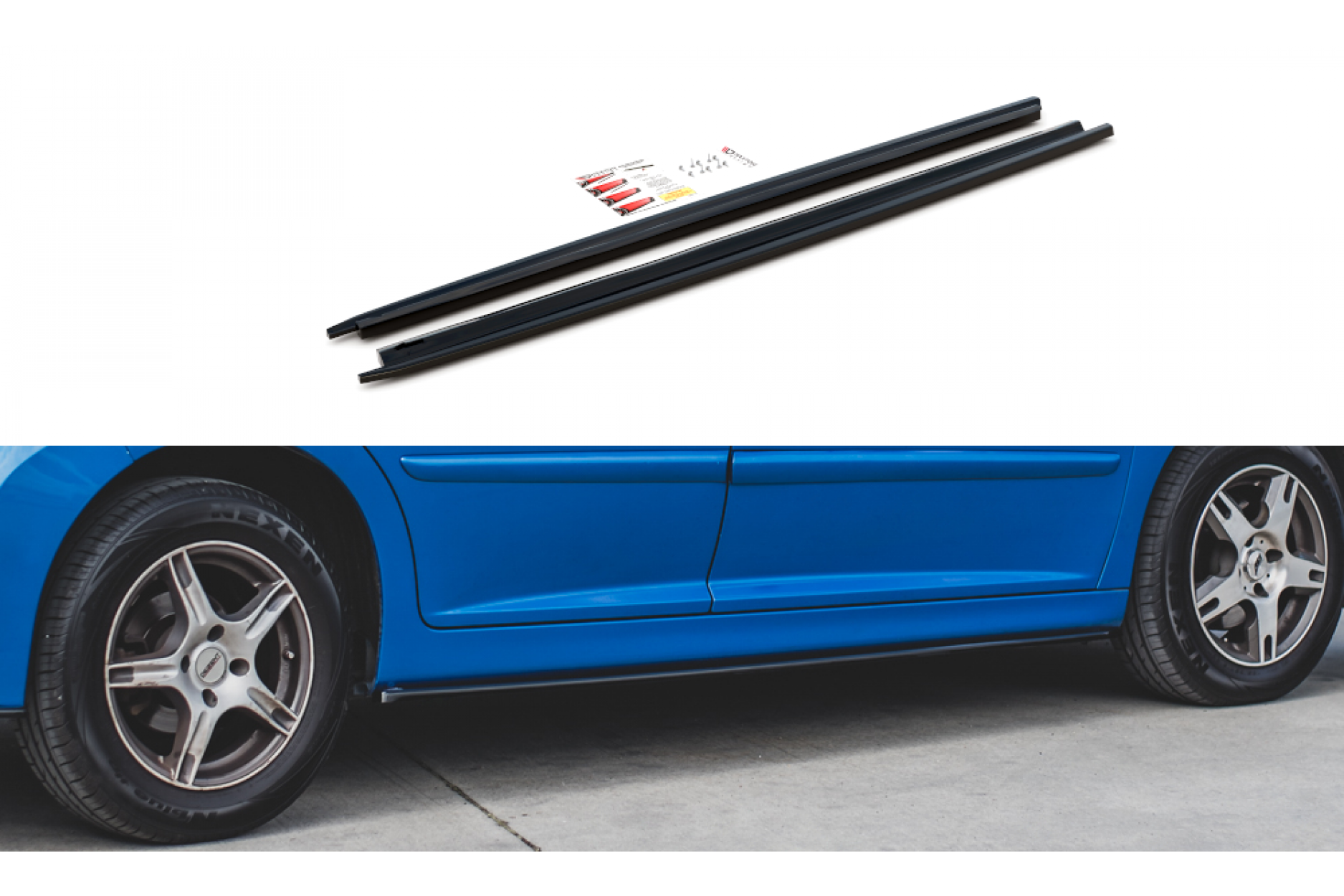 Maxtondesign Seitenschweller für Peugeot 207 schwarz hochglanz