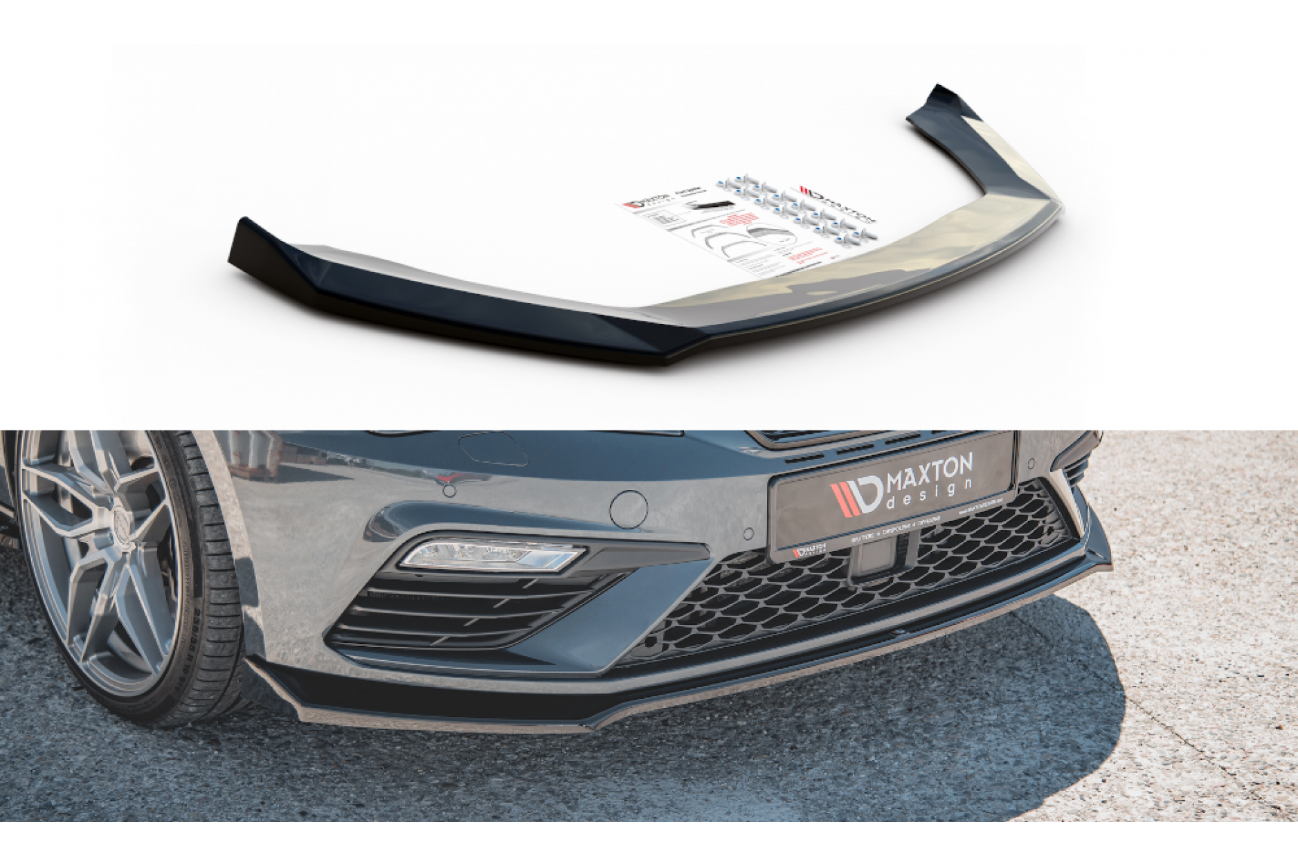 Maxtondesign Frontlippe V.7 für SEAT Leon MK3 Cupra|FR Facelift schwarz hochglanz