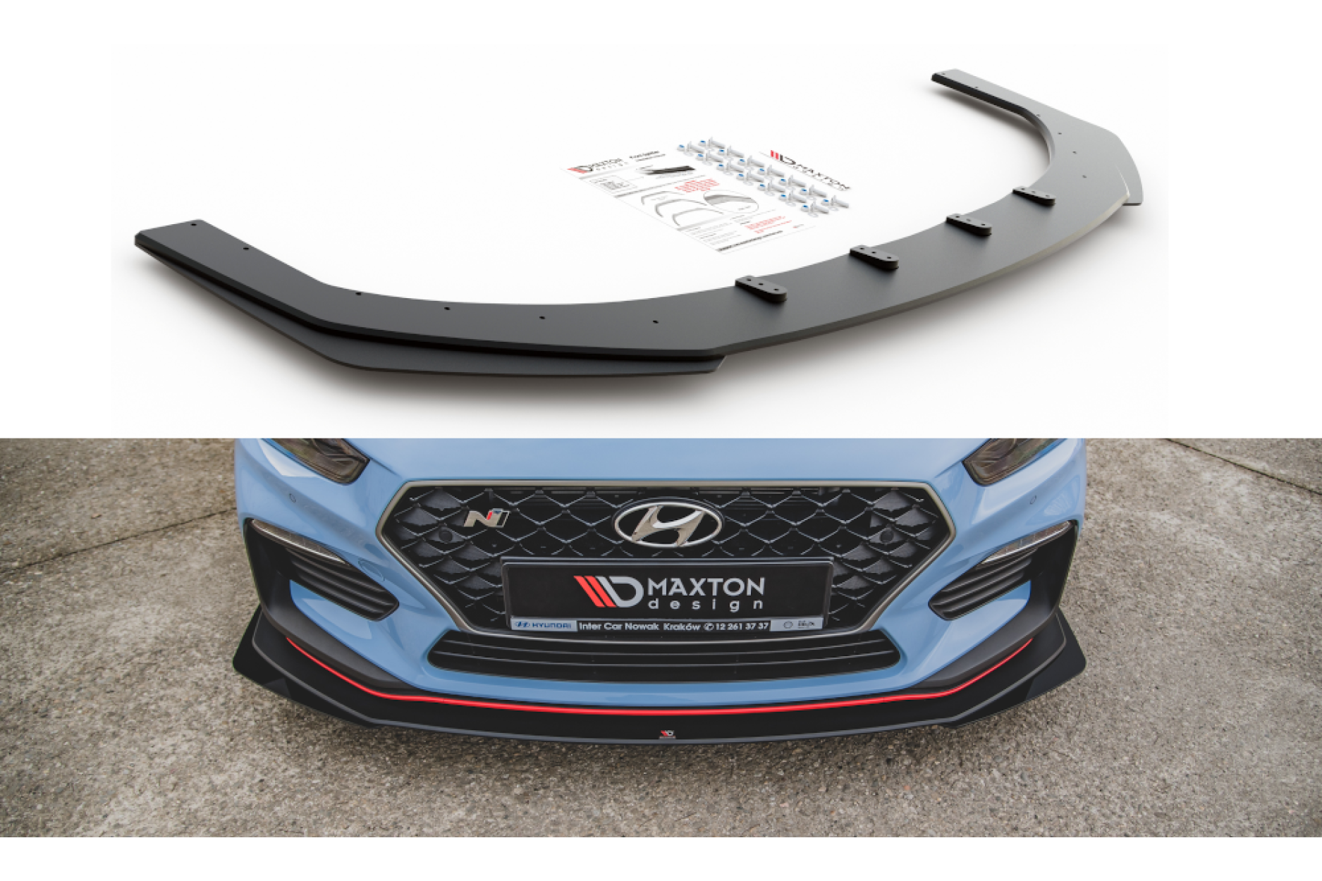 Maxtondesign Frontlippe für Hyundai I30N MK3 Schrägheck Racing schwarz  hochglanz - rot - online kaufen bei CFD