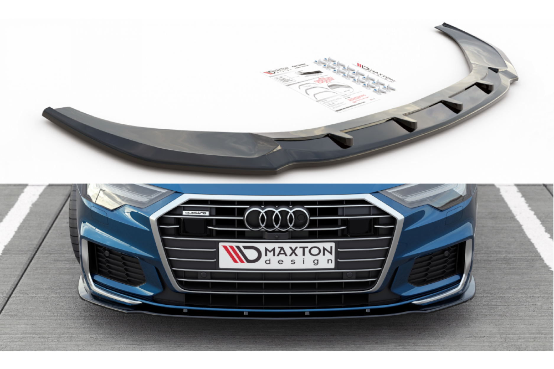 Maxtondesign Frontlippe für Audi A6|S6 C8 S-Line schwarz hochglanz
