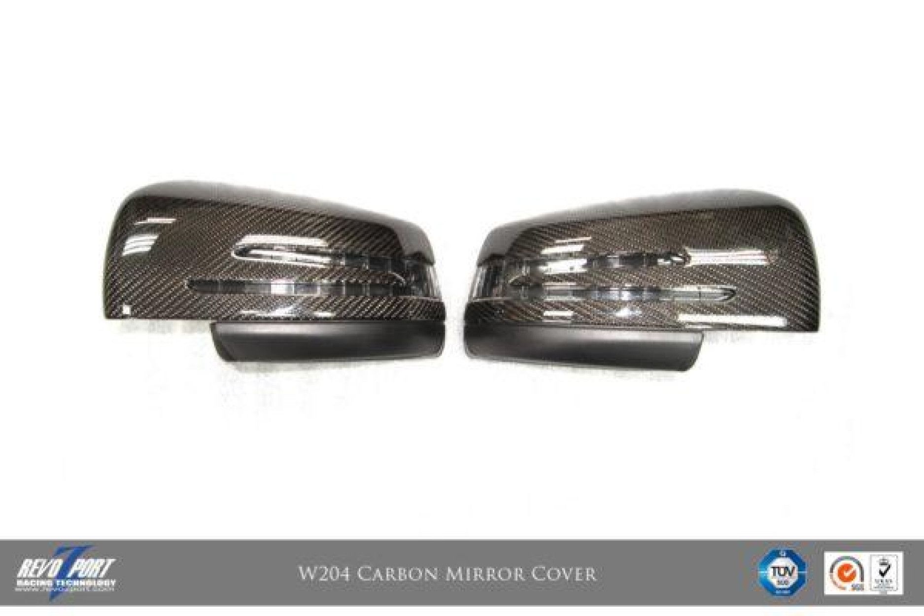 RevoZport Carbon Spiegelkappen für Mercedes Benz C-Klasse C204|W204|S204 C63 AMG OE-Style Limo/Kombi/Coupe Vorfacelift (10) 