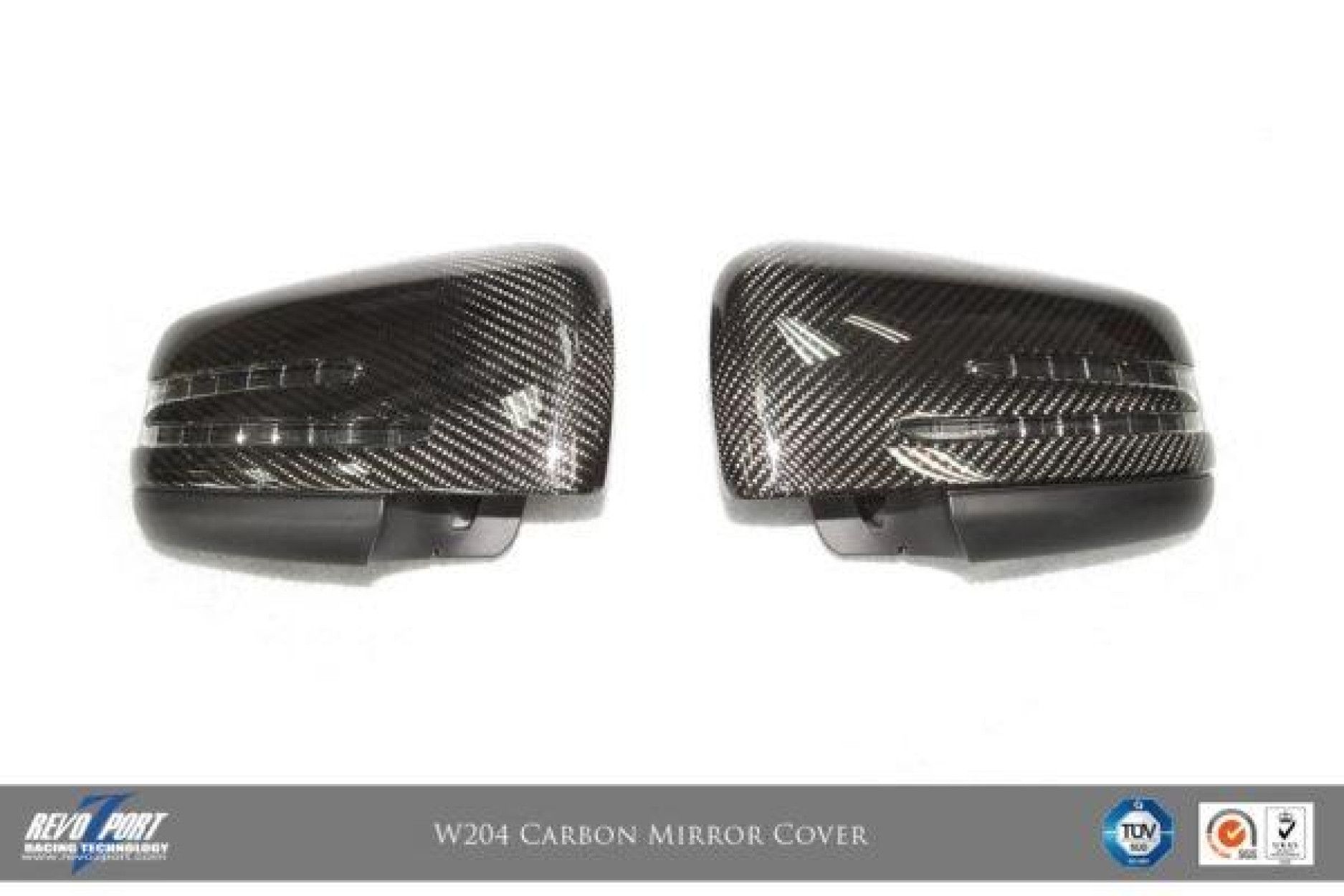 RevoZport Carbon Spiegelkappen für Mercedes Benz C-Klasse C204|W204|S204 C63 AMG OE-Style Limo/Kombi/Coupe Vorfacelift