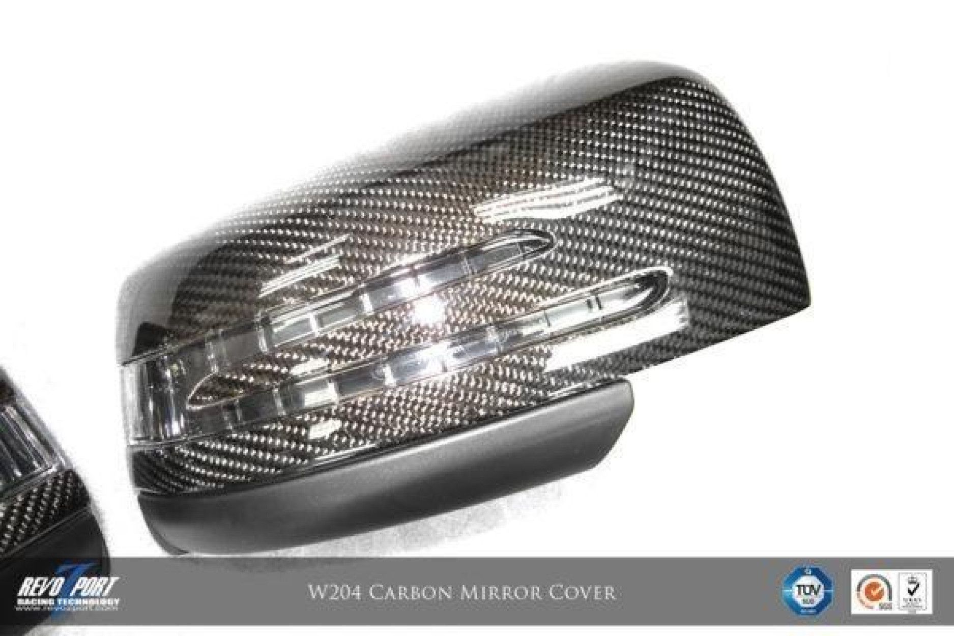 RevoZport Carbon Spiegelkappen für Mercedes Benz C-Klasse C204|W204|S204 C63 AMG OE-Style Limo/Kombi/Coupe Vorfacelift (2) 
