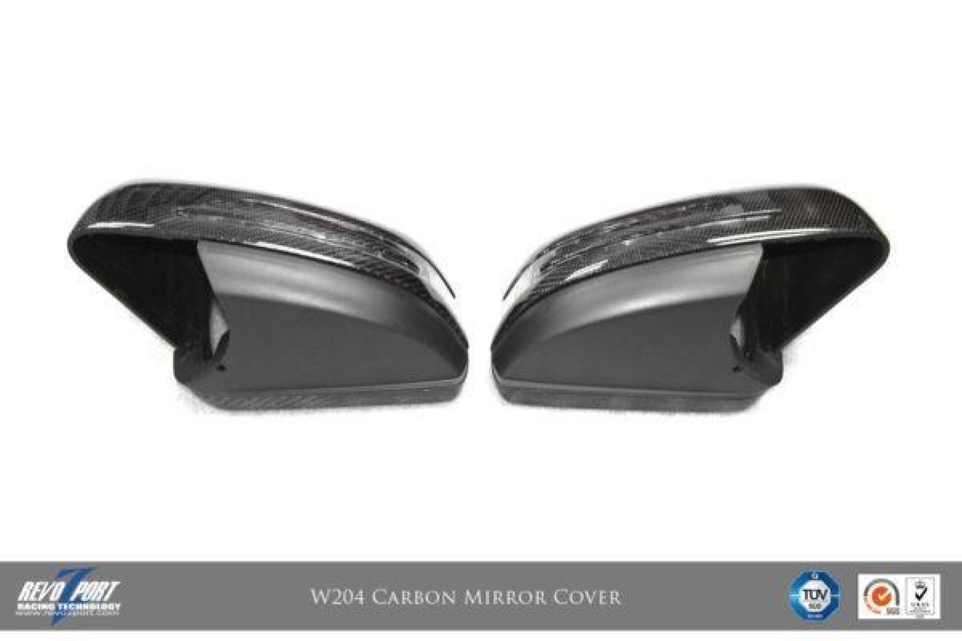 RevoZport Carbon Spiegelkappen für Mercedes Benz C-Klasse C204|W204|S204 C63 AMG OE-Style Limo/Kombi/Coupe Vorfacelift (3) 