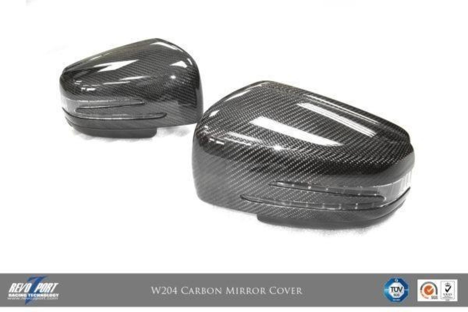 RevoZport Carbon Spiegelkappen für Mercedes Benz C-Klasse C204|W204|S204 C63 AMG OE-Style Limo/Kombi/Coupe Vorfacelift (4) 