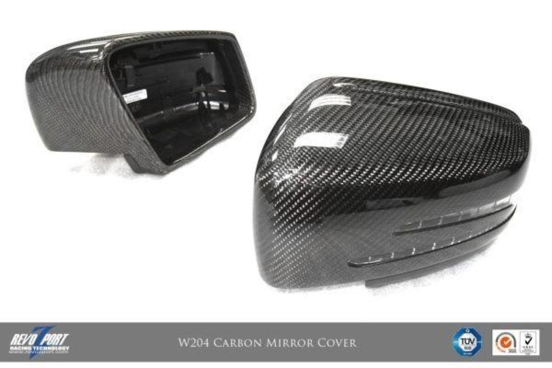 RevoZport Carbon Spiegelkappen für Mercedes Benz C-Klasse C204|W204|S204 C63 AMG OE-Style Limo/Kombi/Coupe Vorfacelift (5) 
