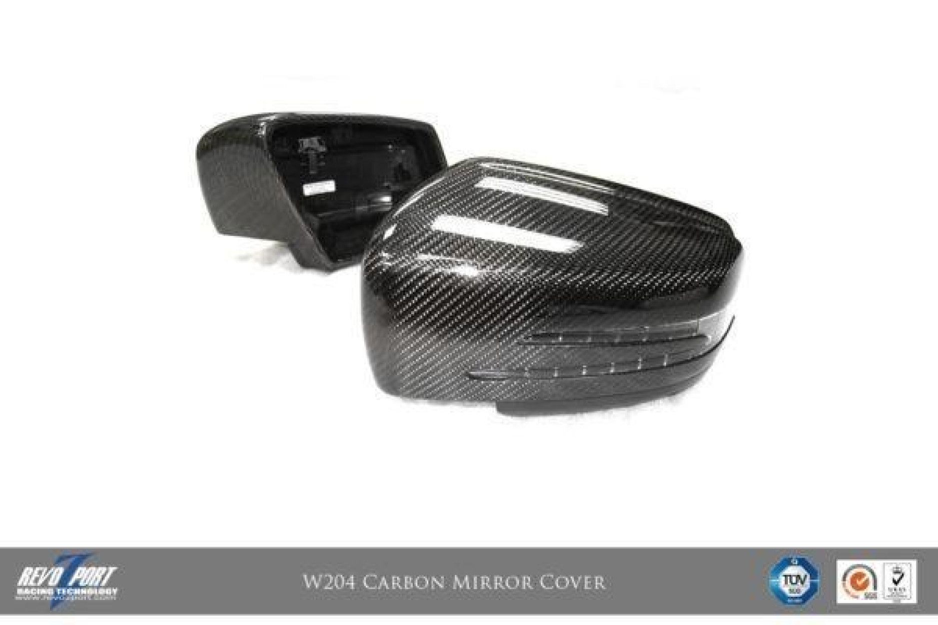 RevoZport Carbon Spiegelkappen für Mercedes Benz C-Klasse C204|W204|S204 C63 AMG OE-Style Limo/Kombi/Coupe Vorfacelift (6) 