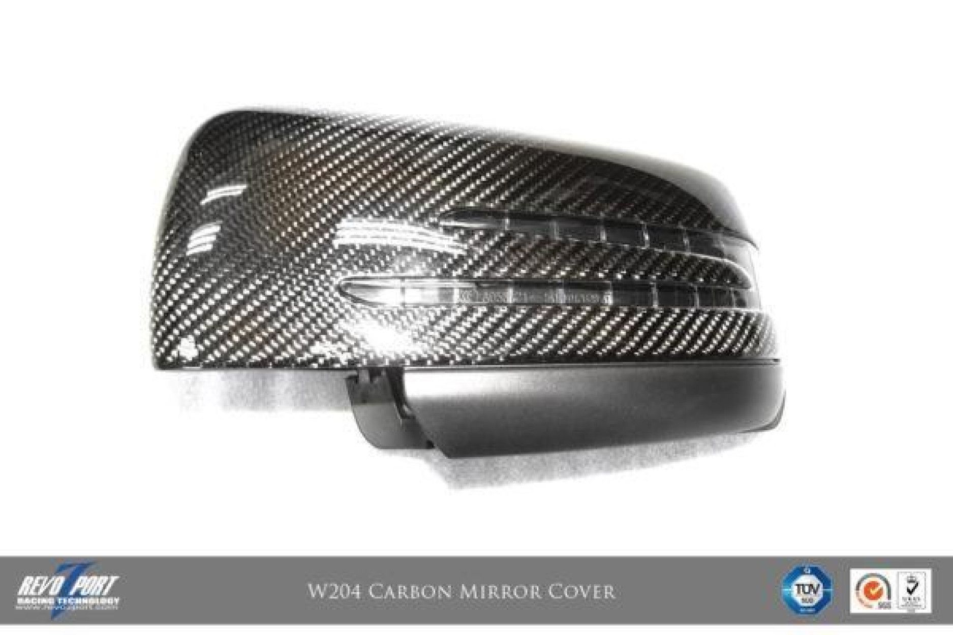 RevoZport Carbon Spiegelkappen für Mercedes Benz C-Klasse C204|W204|S204 C63 AMG OE-Style Limo/Kombi/Coupe Vorfacelift (8) 