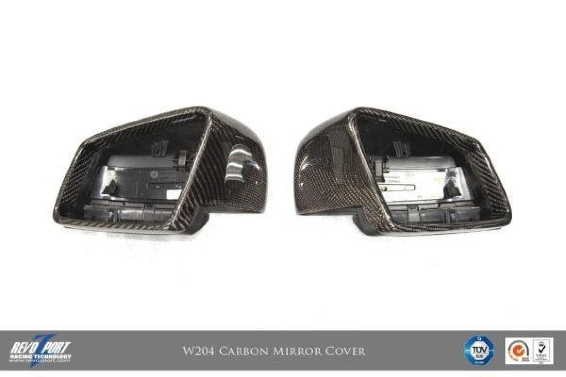 RevoZport Carbon Spiegelkappen für Mercedes Benz C-Klasse C204|W204|S204 C63 AMG OE-Style Limo/Kombi/Coupe Vorfacelift (9) 