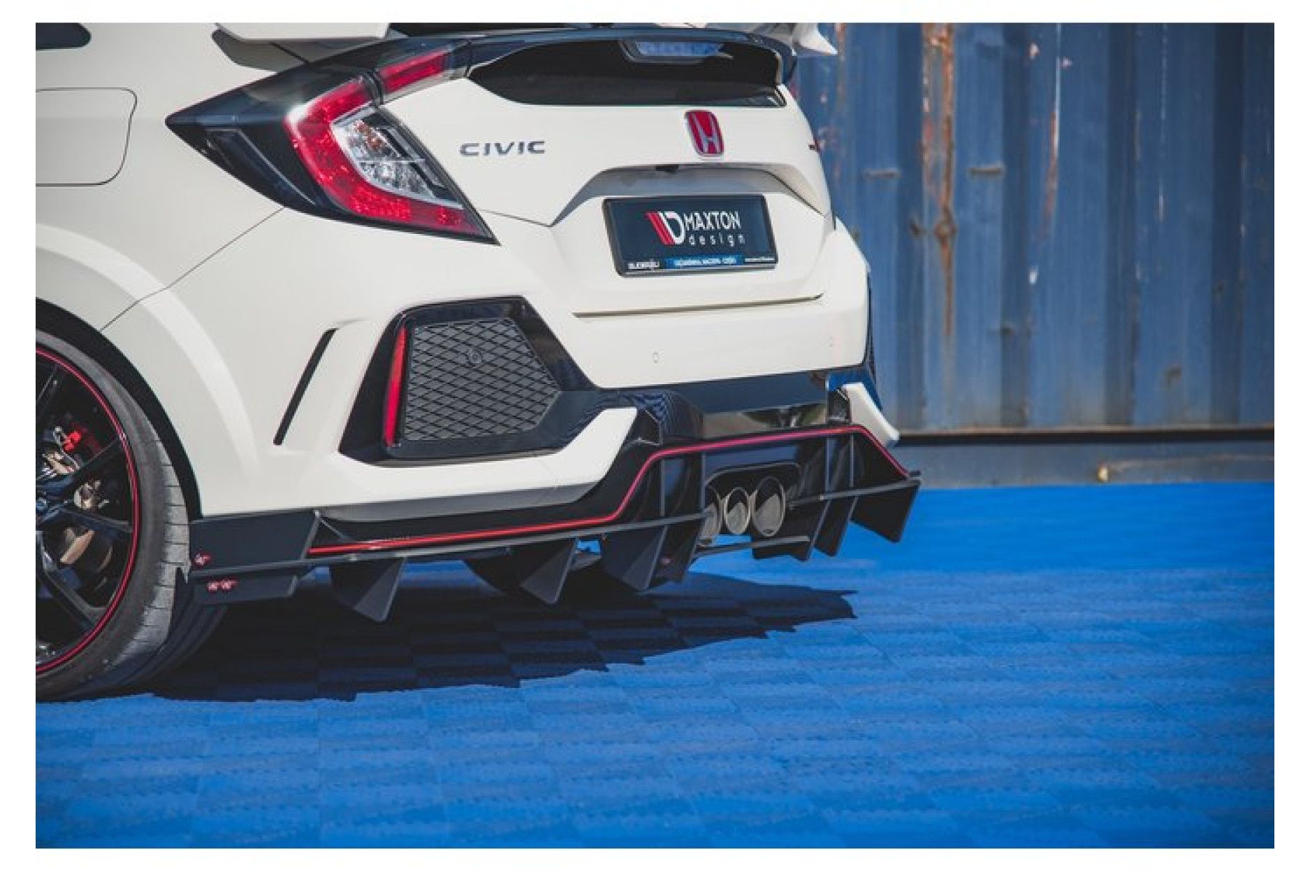 Auto Heckstoßstange Diffusor 4 Haifischflossen Spoiler Racing Lower  Splitter Für Honda Civic Fließheck Modifikation Moc Teil