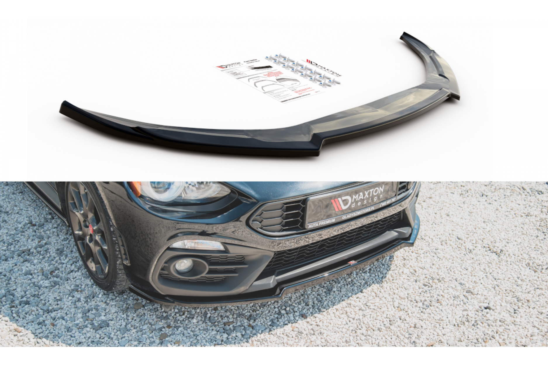 Maxtondesign Frontlippe für Fiat 124 Spider Abarth schwarz hochglanz