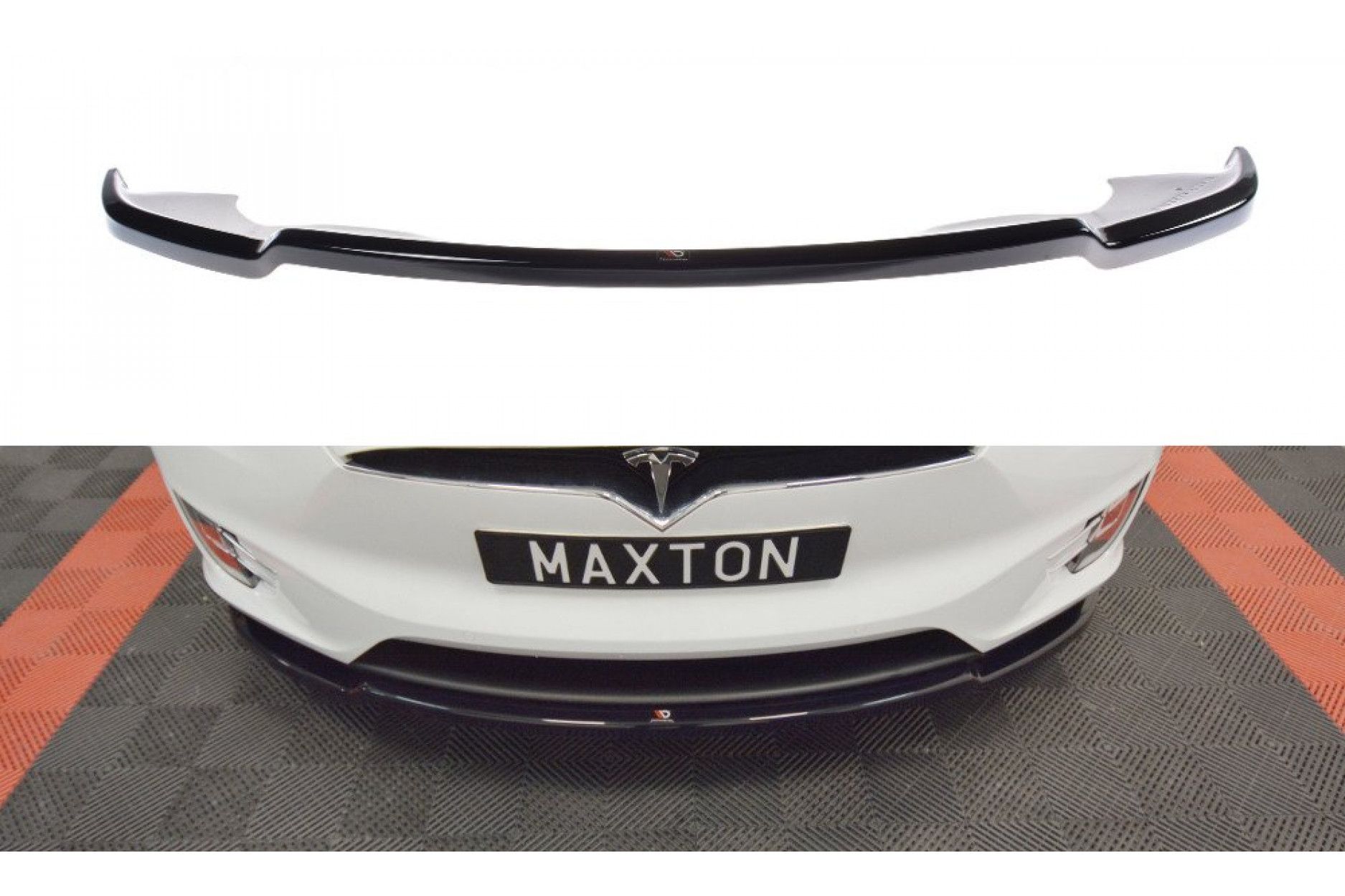 Maxtondesign Frontlippe V.1 für Tesla Model X schwarz hochglanz