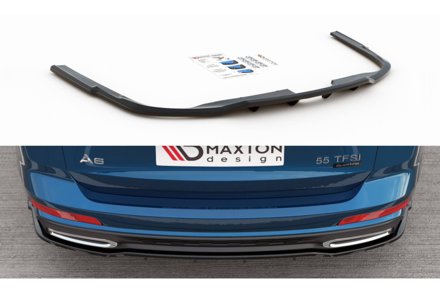 Maxtondesign Diffusor Mit Balken für Audi A6 C8 S-Line Kombi schwarz hochglanz