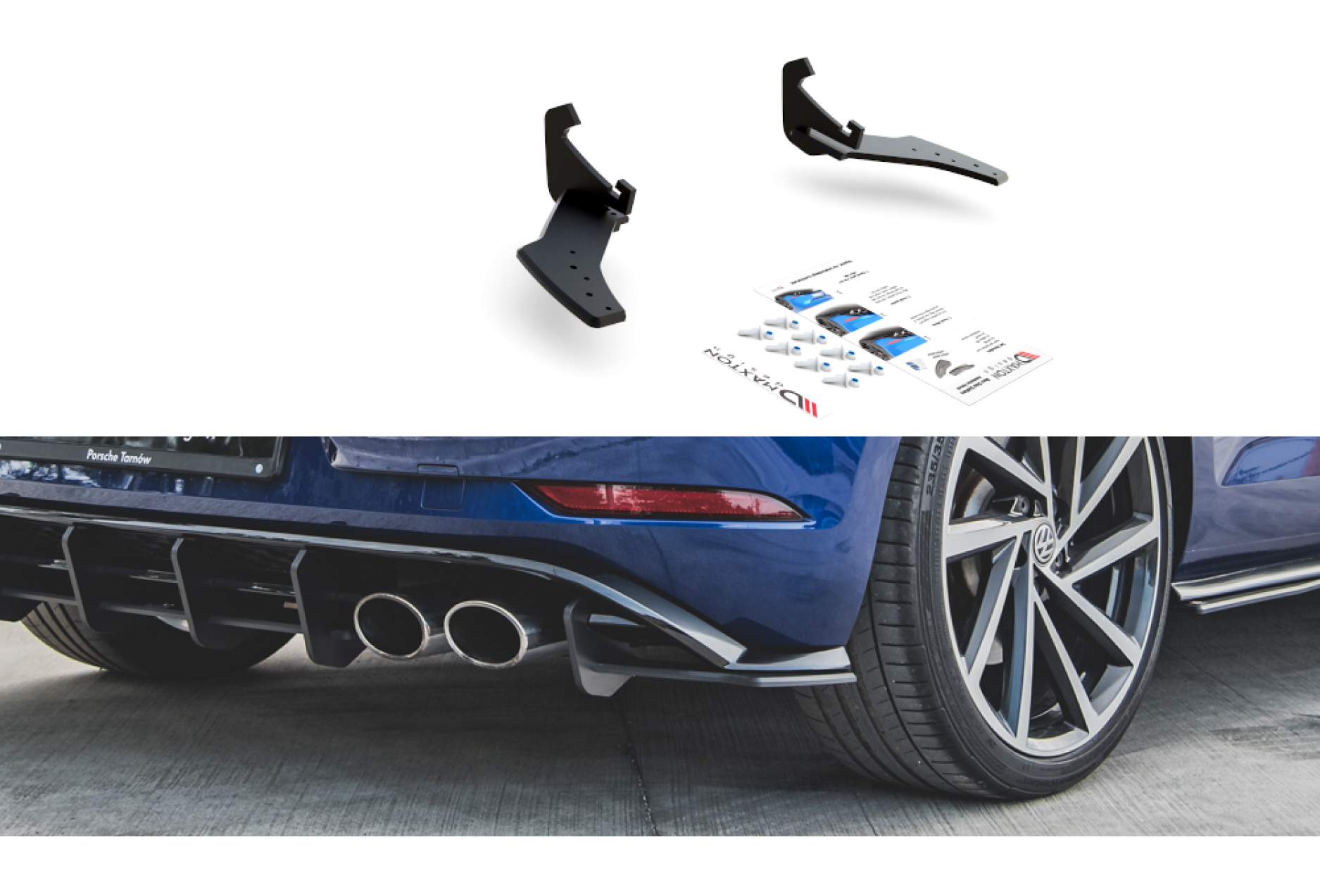 Maxtondesign Diffusor Erweiterung li/re für Volkswagen Golf MK7|Golf 7 R Facelift Racing schwarz