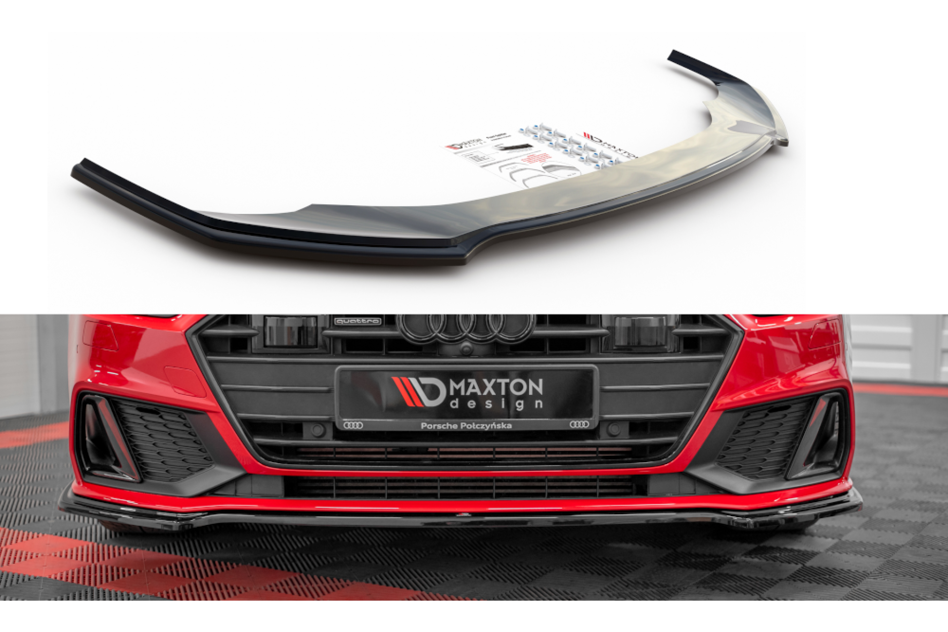 Maxtondesign Frontlippe V.1 für Audi A7 C8 S-Line schwarz hochglanz