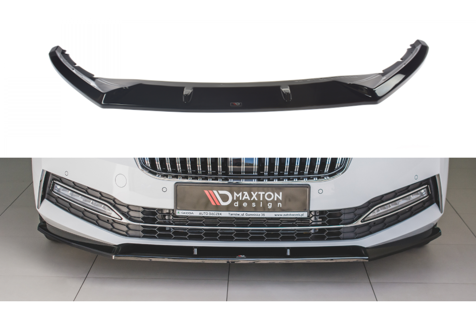 Maxtondesign Frontlippe für Skoda Superb MK3 Facelift schwarz hochglanz