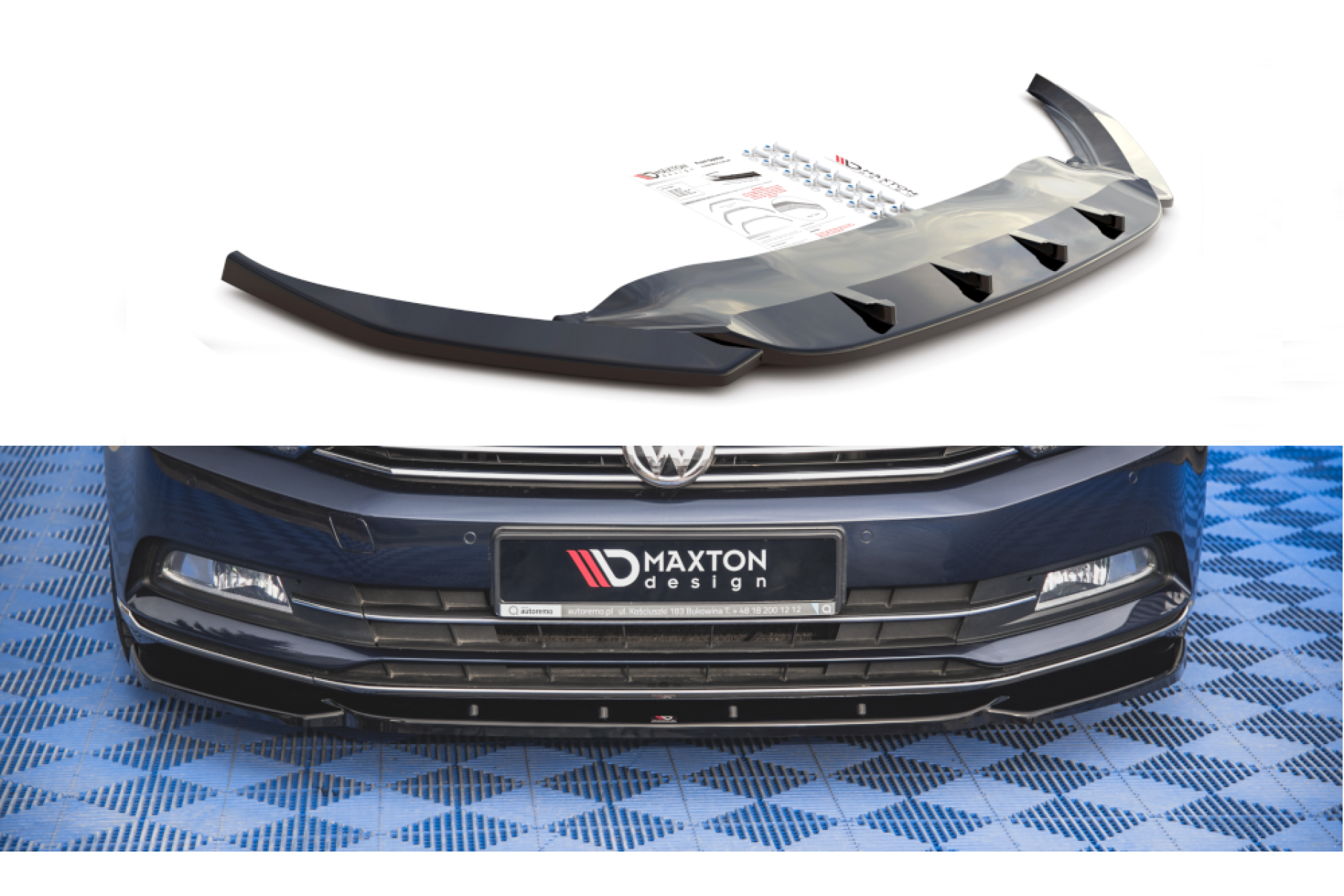 Maxtondesign Frontlippe V.1 für Volkswagen Passat MK8|B8 schwarz hochglanz