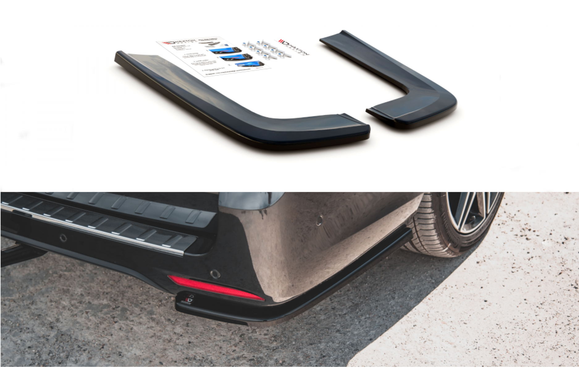 Maxtondesign Diffusor Erweiterung li/re V.1 für Mercedes Benz V-Klasse MK4 AMG-Paket Facelift schwarz hochglanz