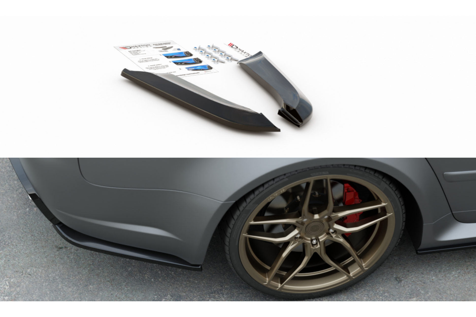 Maxtondesign Diffusor Erweiterung li/re für Audi RS4 B7 Limousine schwarz hochglanz