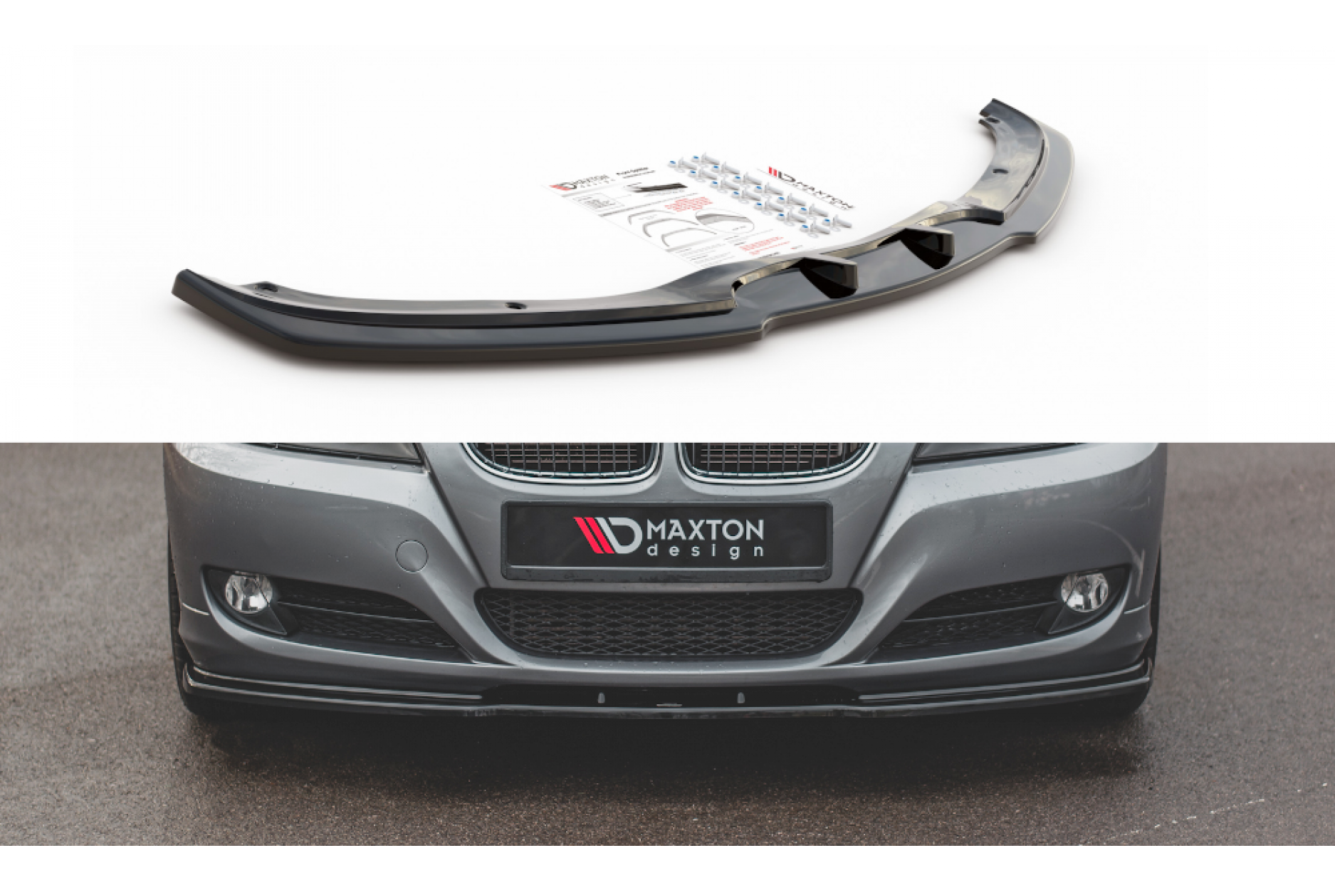 Maxtondesign Frontlippe für BMW 3er E90|E91 Facelift schwarz hochglanz