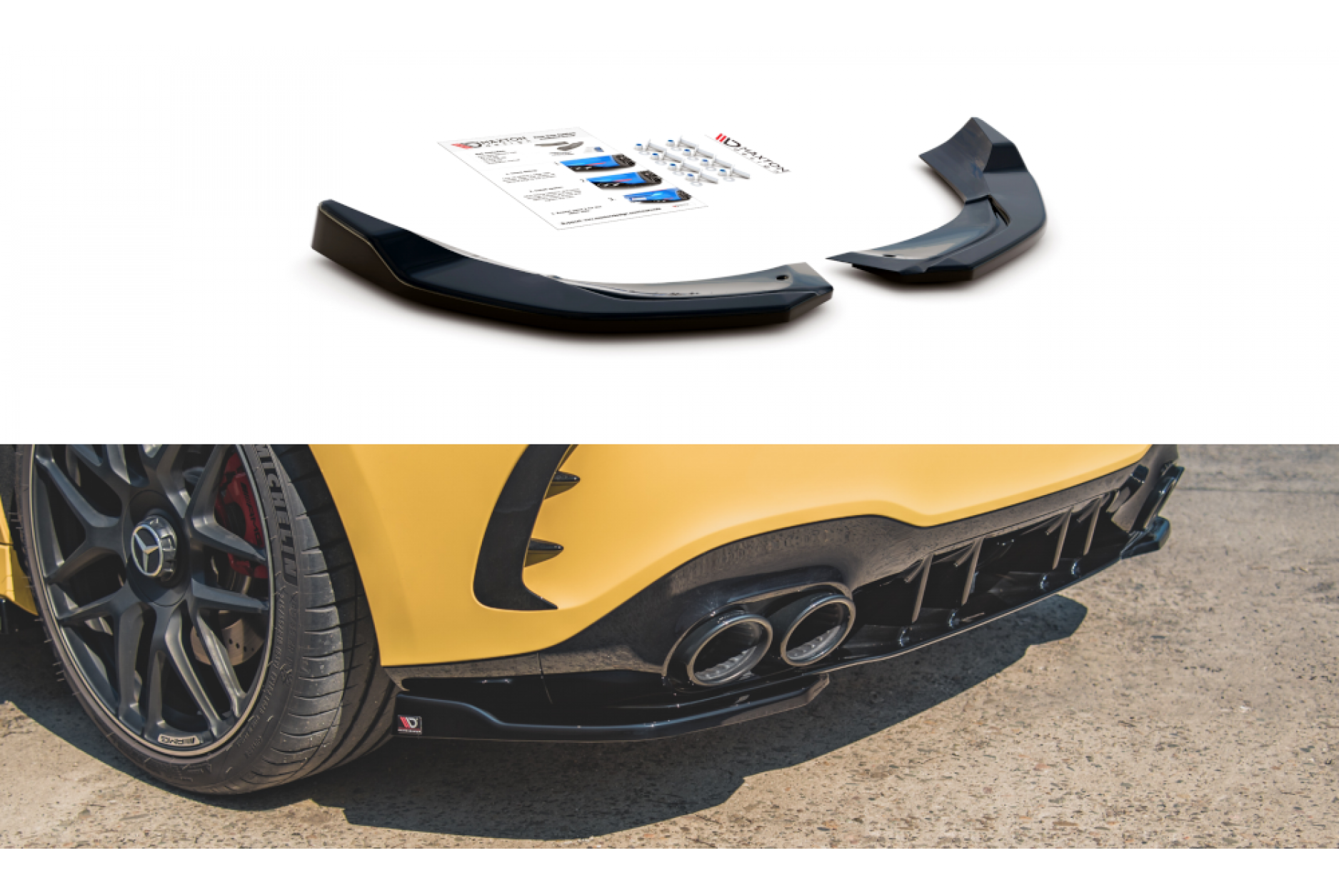 Maxtondesign Diffusor Erweiterung li/re für Mercedes Benz A-Klasse W177 A45 AMG schwarz hochglanz