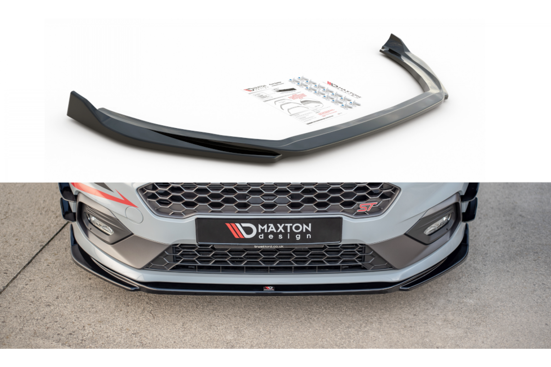 Maxtondesign Frontlippe V.4 für Ford Fiesta MK8 ST|ST-Line schwarz hochglanz