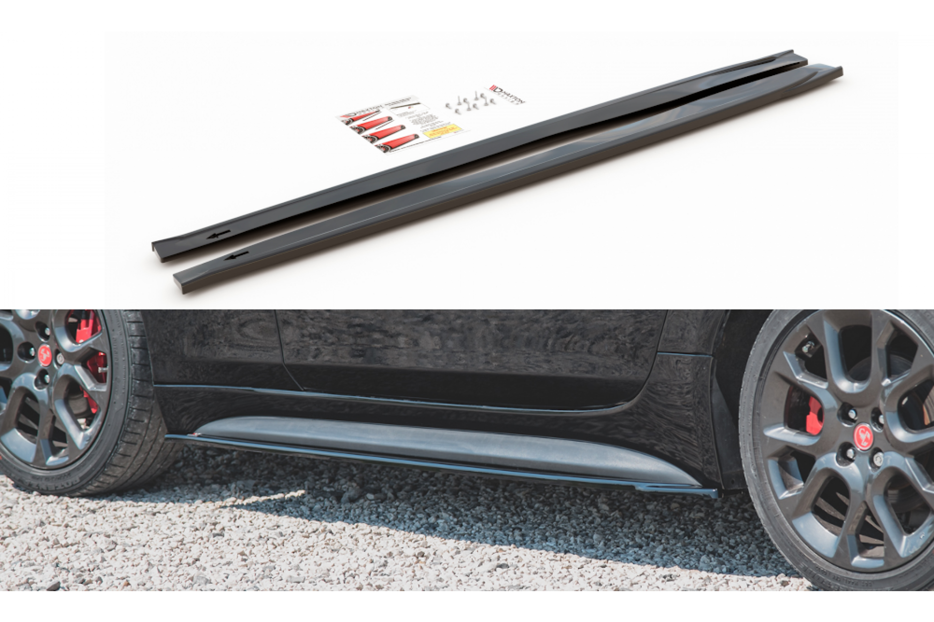 Maxtondesign Seitenschweller für Fiat 124 Spider Abarth schwarz hochglanz