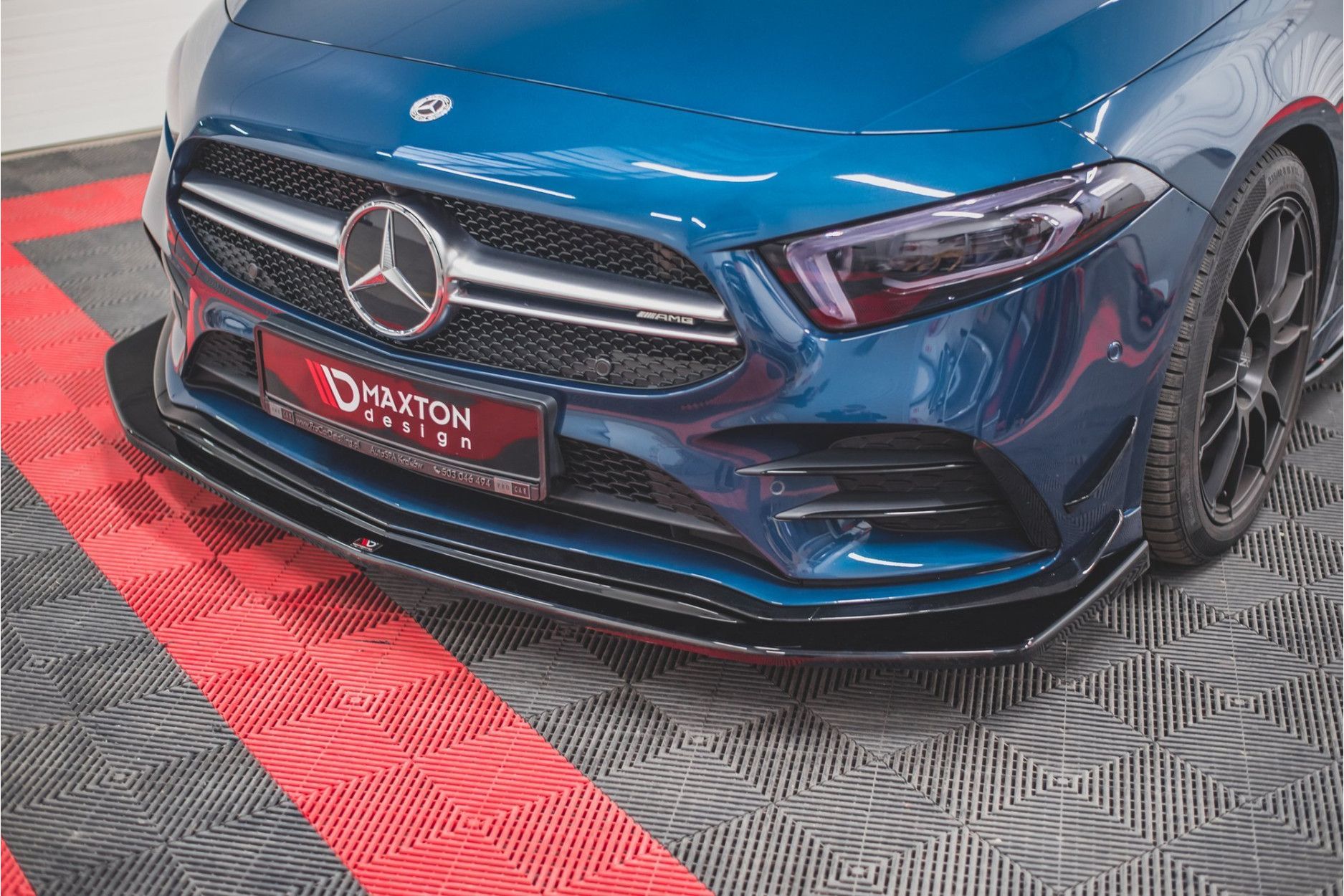 Maxtondesign Frontlippe V.3 für Mercedes Benz A-Klasse W177 A35 AMG schwarz hochglanz (2) 