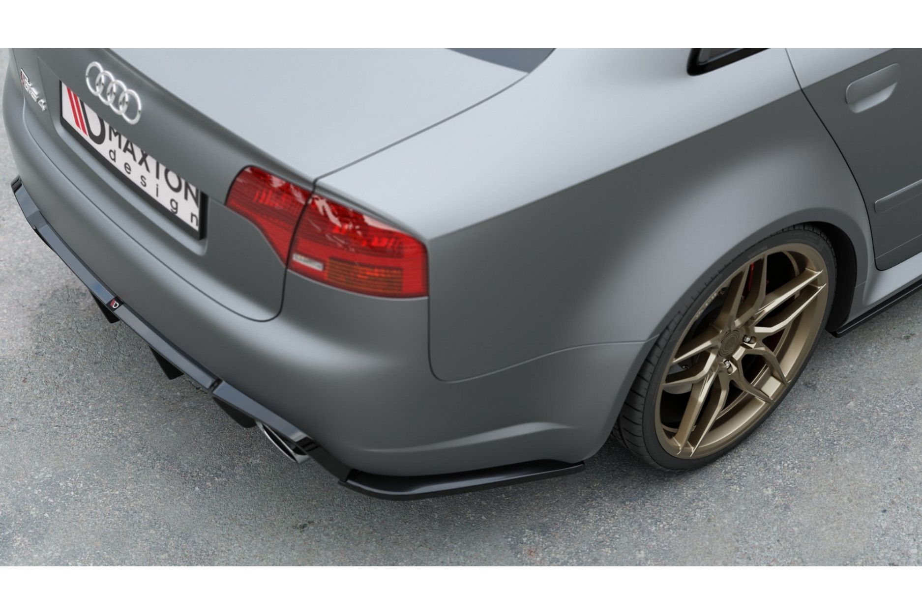 Maxtondesign Diffusor Erweiterung li/re für Audi RS4 B7 Limousine schwarz hochglanz (3) 