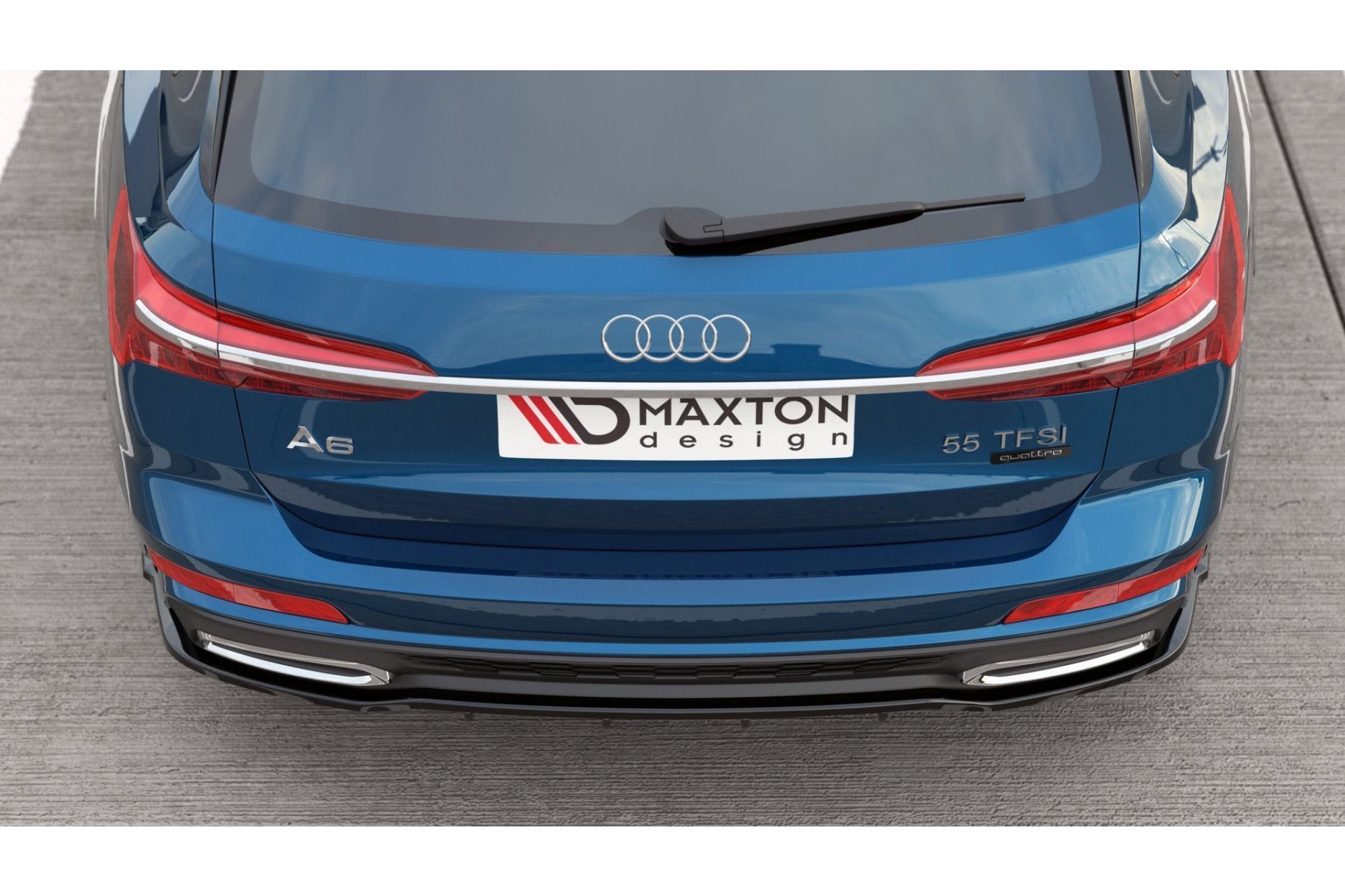 Maxtondesign Diffusor Mit Balken für Audi A6 C8 S-Line Kombi schwarz hochglanz (5) 