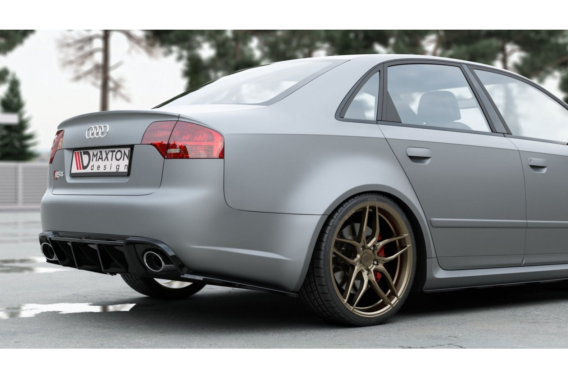 Maxtondesign Diffusor Erweiterung li/re für Audi RS4 B7 Limousine schwarz hochglanz (7) 