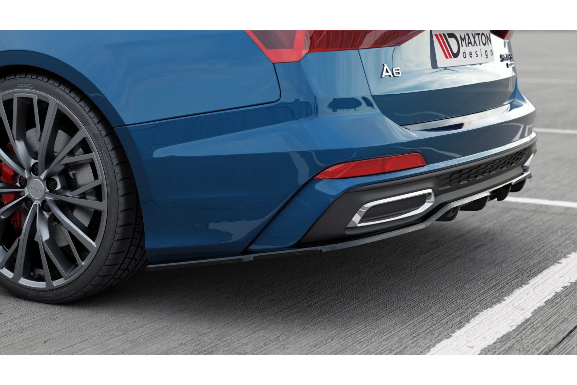 Maxtondesign Diffusor Mit Balken für Audi A6 C8 S-Line Kombi schwarz hochglanz (2) 