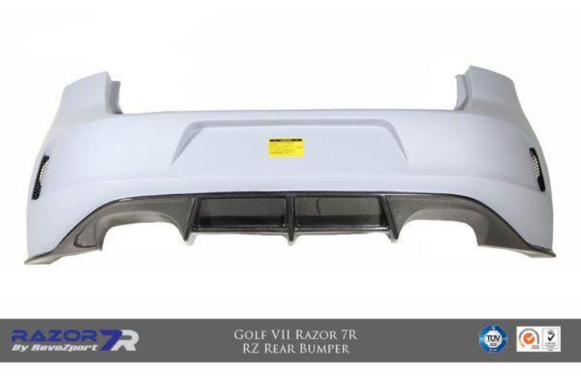 RevoZport Carbon/FRP rear bumper for Volkswagen Golf MK7|Golf 7 R pre-facelift "Razor 7R" with carbon diffuser