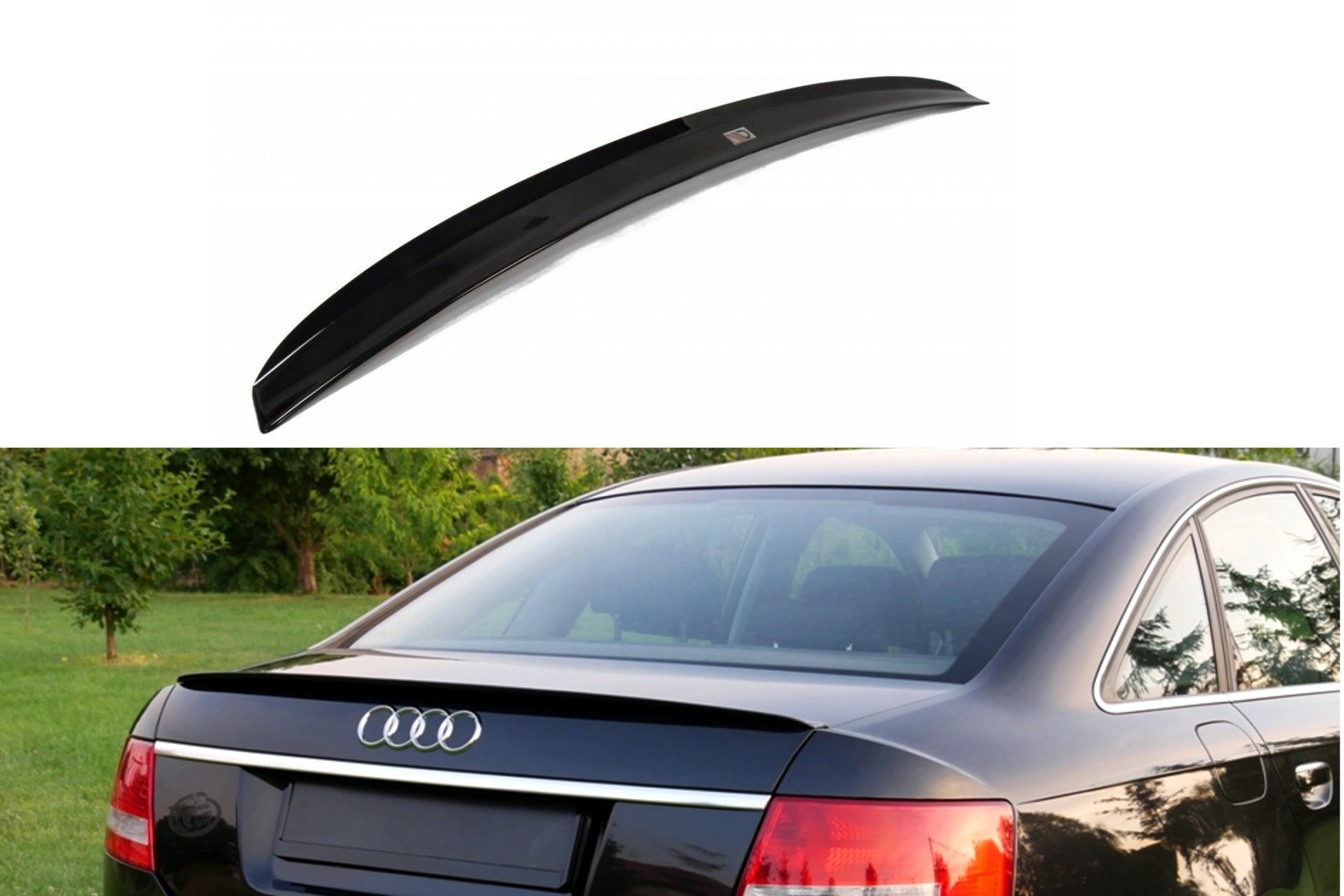 Maxton Design ABS Spoiler Aufsatz für Audi A6 C6 S6|RS6 S-Line Vorfacelift schwarz hochglanz