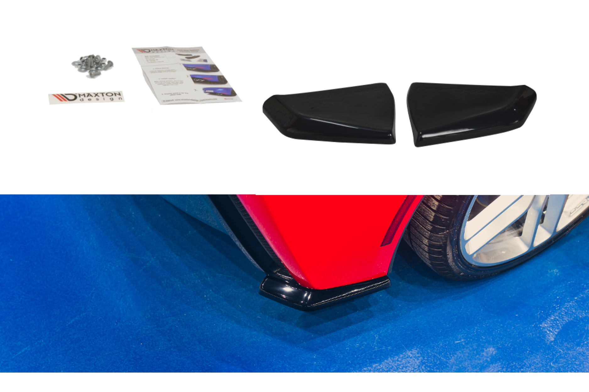 Maxton Design ABS Diffusor Seiten Eerwiterungen Flaps für Chevrolet Corvette C7 schwarz hochglanz