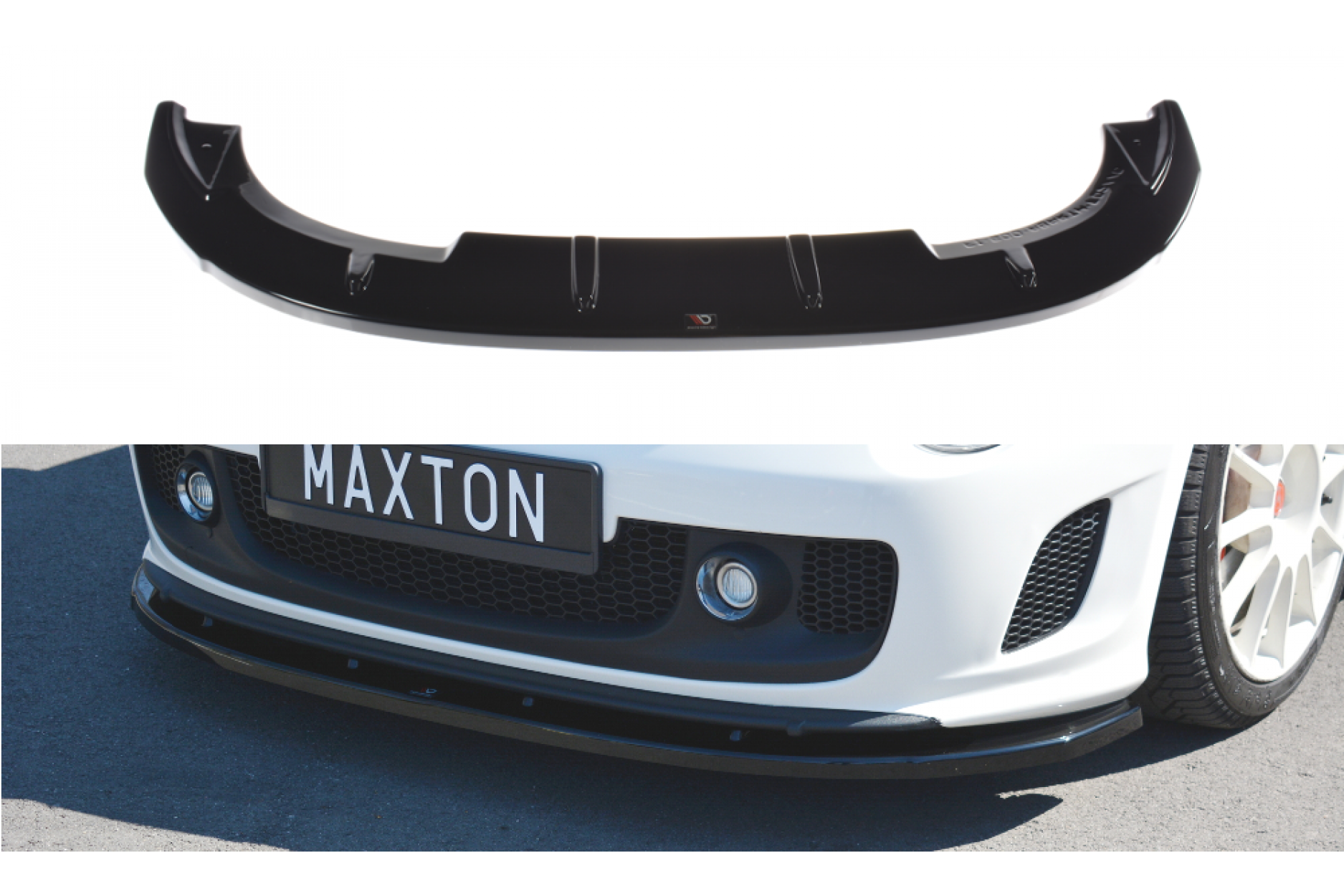 Maxton Design ABS Frontlippe V.2 für Fiat 500 Abarth MK1 schwarz hochglanz