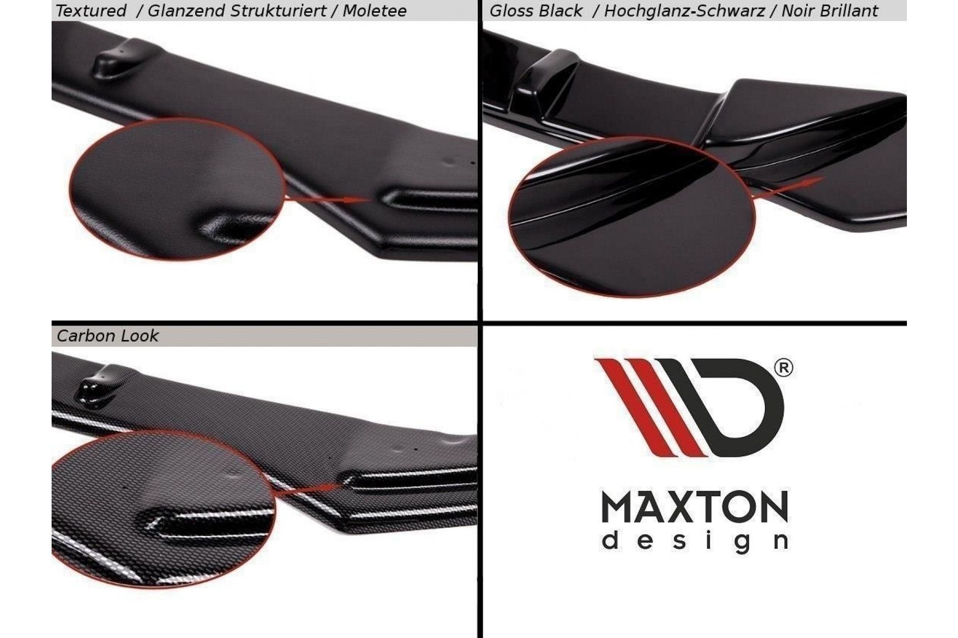 Maxton Design ABS Frontlippe für Volkswagen Touran schwarz hochglanz (4) 