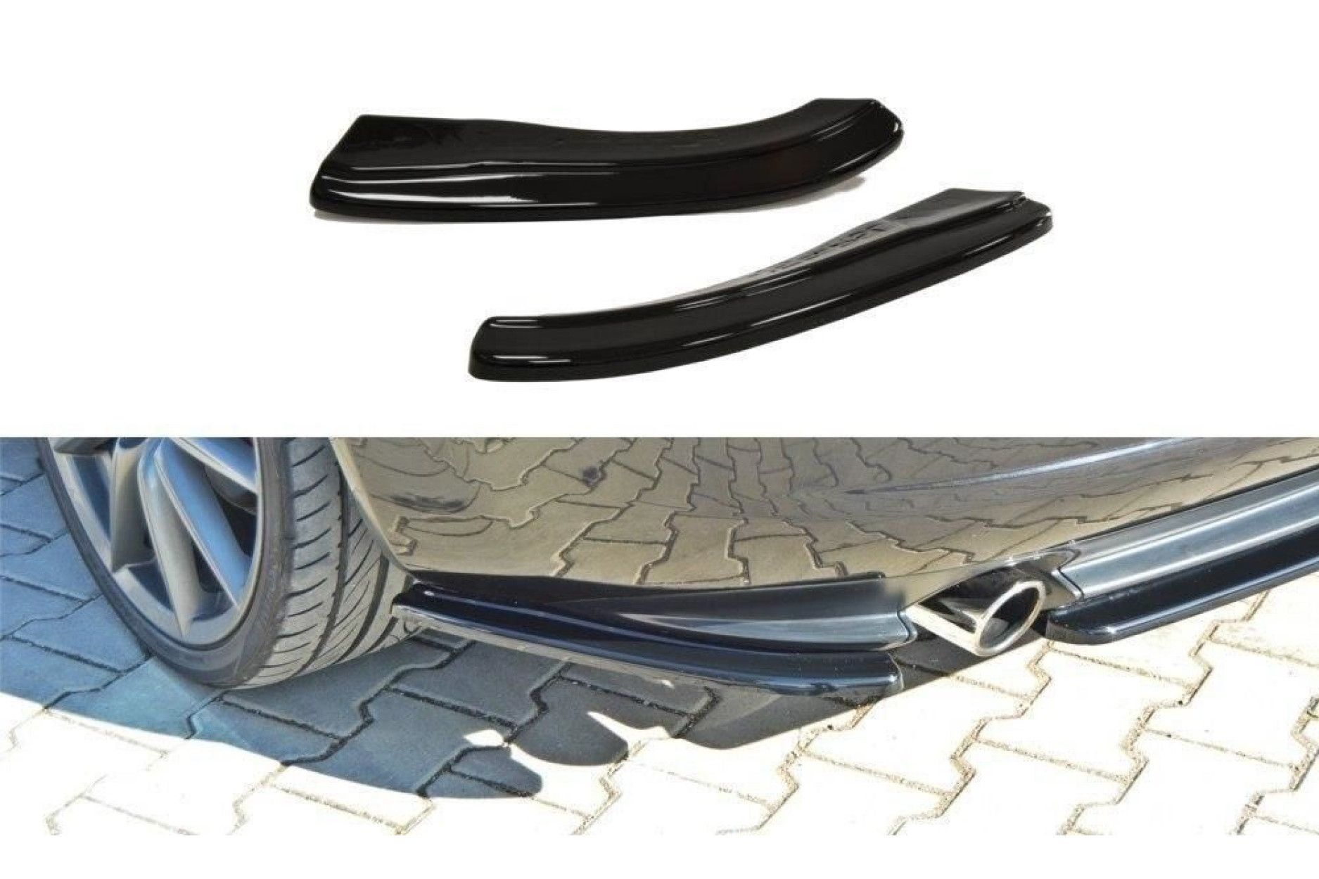 Maxton Design ABS Diffusor Seiten Eerwiterungen Flaps für Alfa Romeo 159 schwarz hochglanz