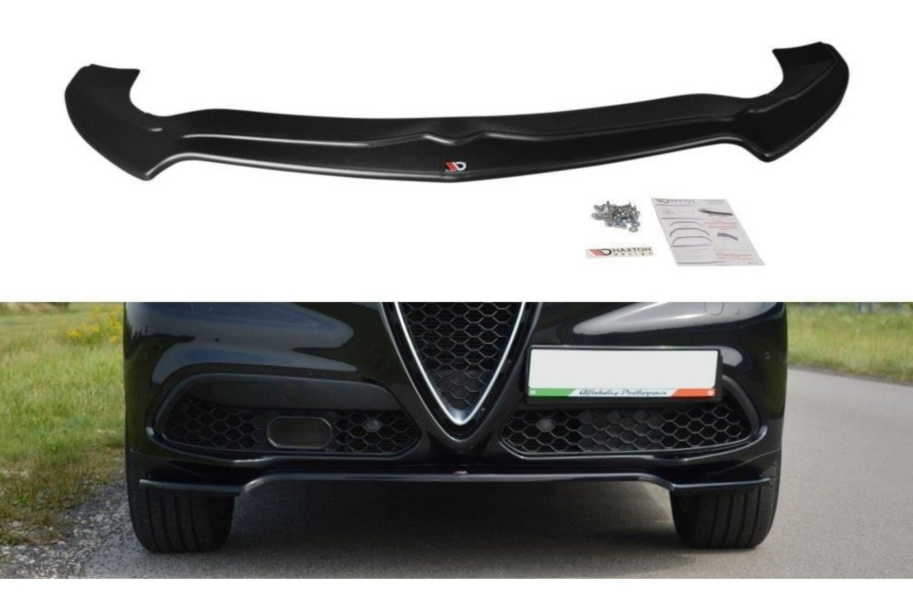 Maxton Design ABS Frontlippe V.1 für Alfa Romeo Stelvio schwarz hochglanz
