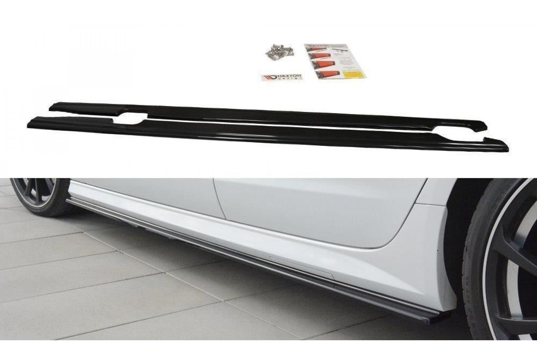 Maxton Design ABS Seitenschweller für Audi A6 C7 S6|RS6 S-Line Facelift schwarz hochglanz