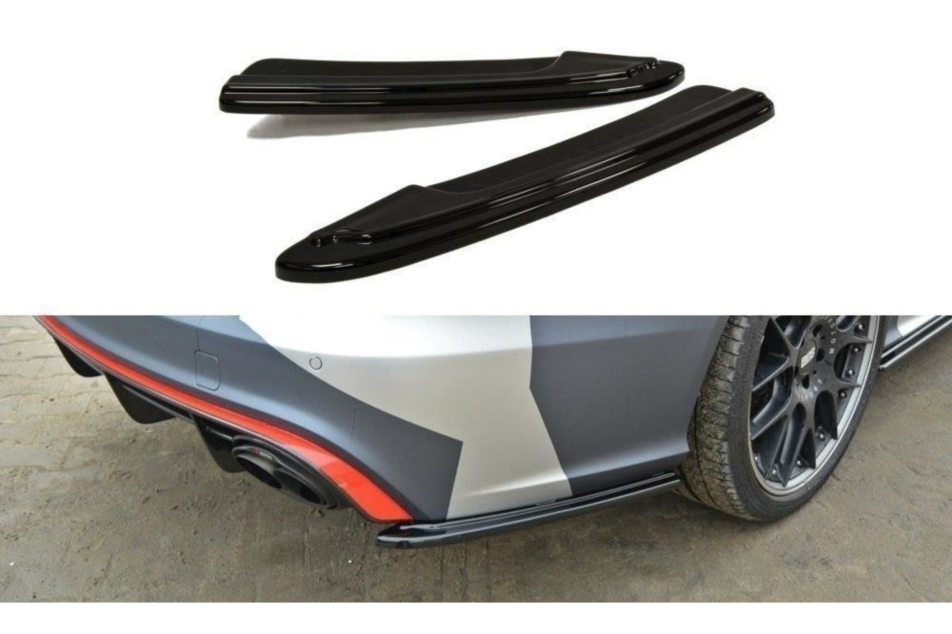 Maxton Design ABS Diffusor Seiten Eerwiterungen Flaps für Audi A6 C7 S6|RS6 schwarz hochglanz