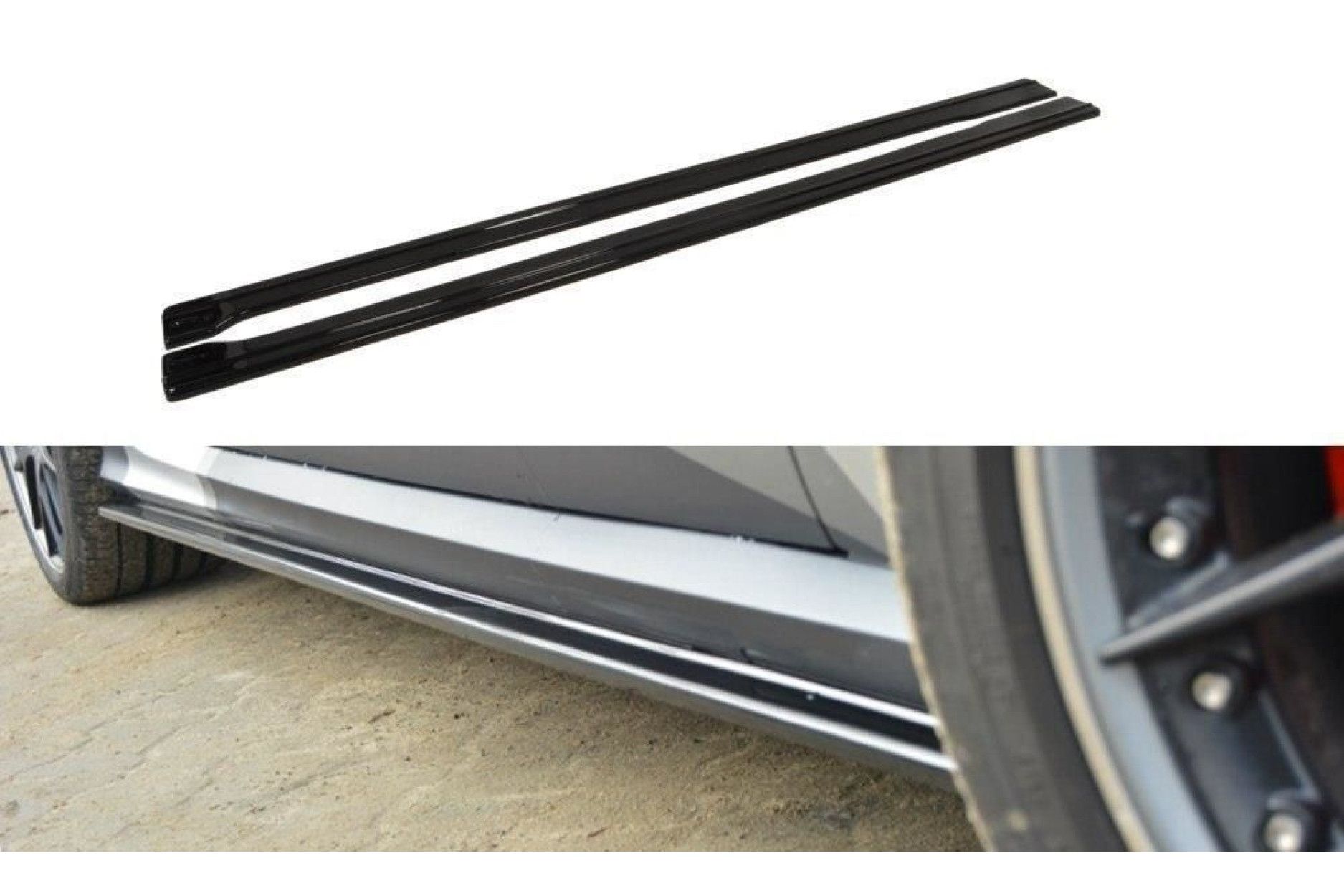 Maxton Design ABS Seitenschweller für Audi A6 C7 S6|RS6 schwarz hochglanz