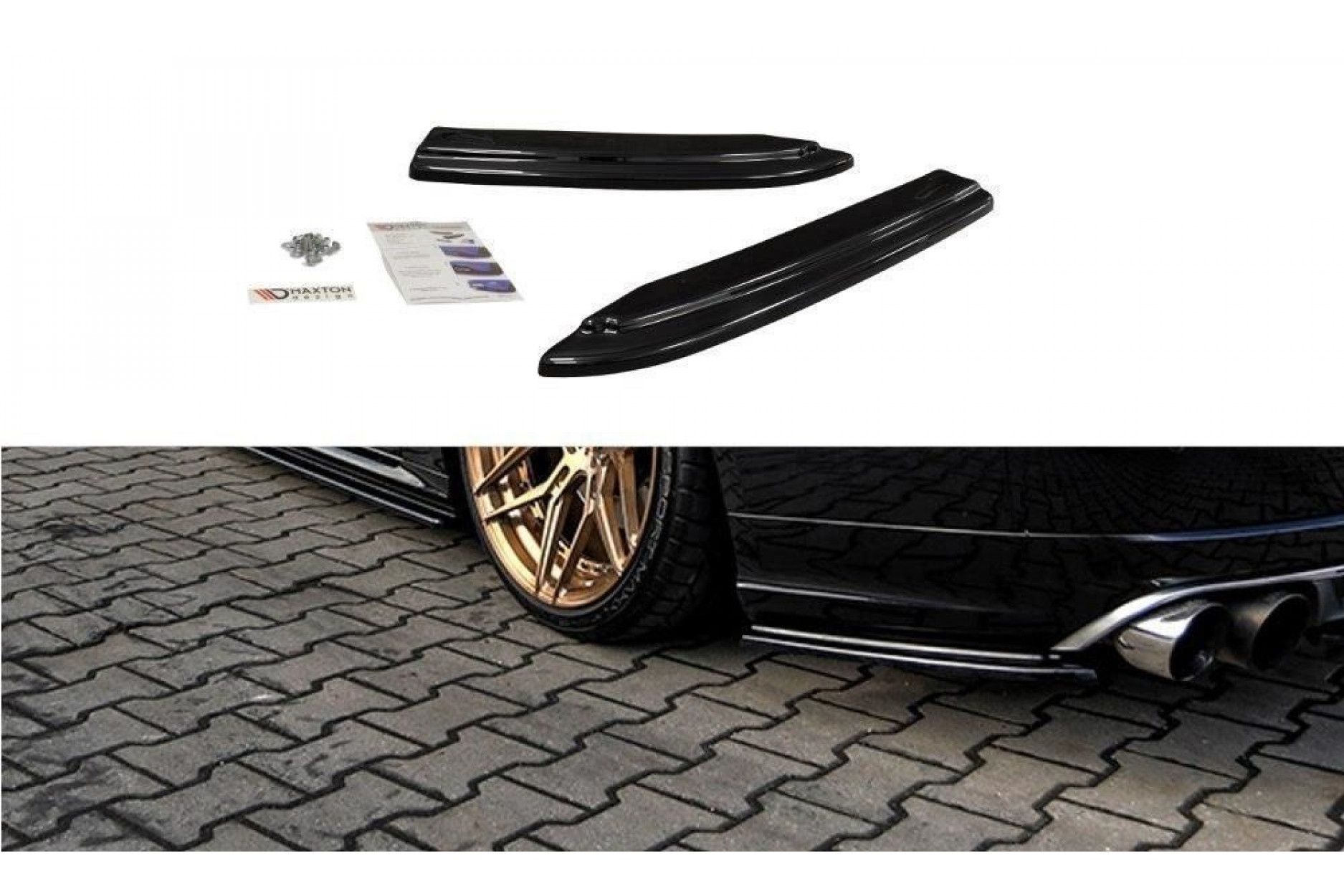 Maxton Design ABS Diffusor Seiten Eerwiterungen Flaps für Audi A8 D4 S8 schwarz hochglanz