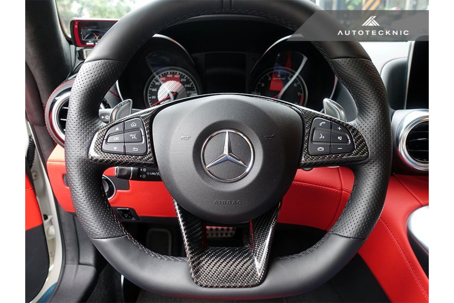 AutoTecknic Carbon Fiber Steering Wheel Trim - Mercedes Benz W205 (Various Vehicles) (4) 