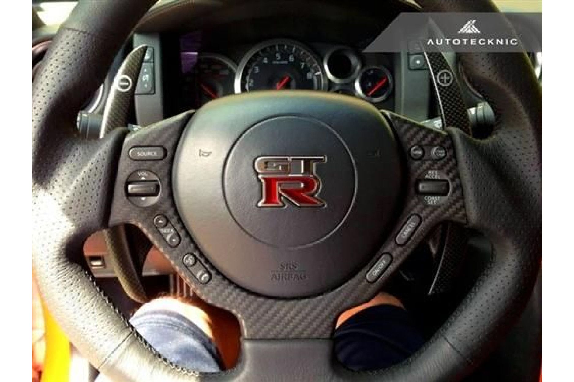 AutoTecknic Dry Carbon Fiber Steering Wheel Controller Cover - Nissan R35 GTR (2) 