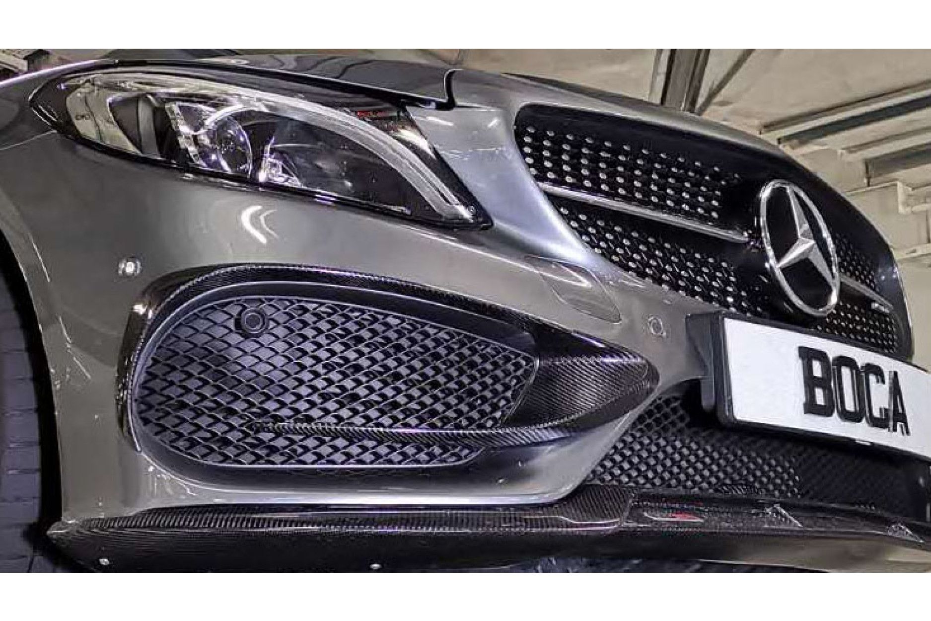 Boca Carbon front insert Mercurie for Mercedes W205|C205 C200|C250|C300 AMG-package and C43 AMG sedan|Coupe (3) 